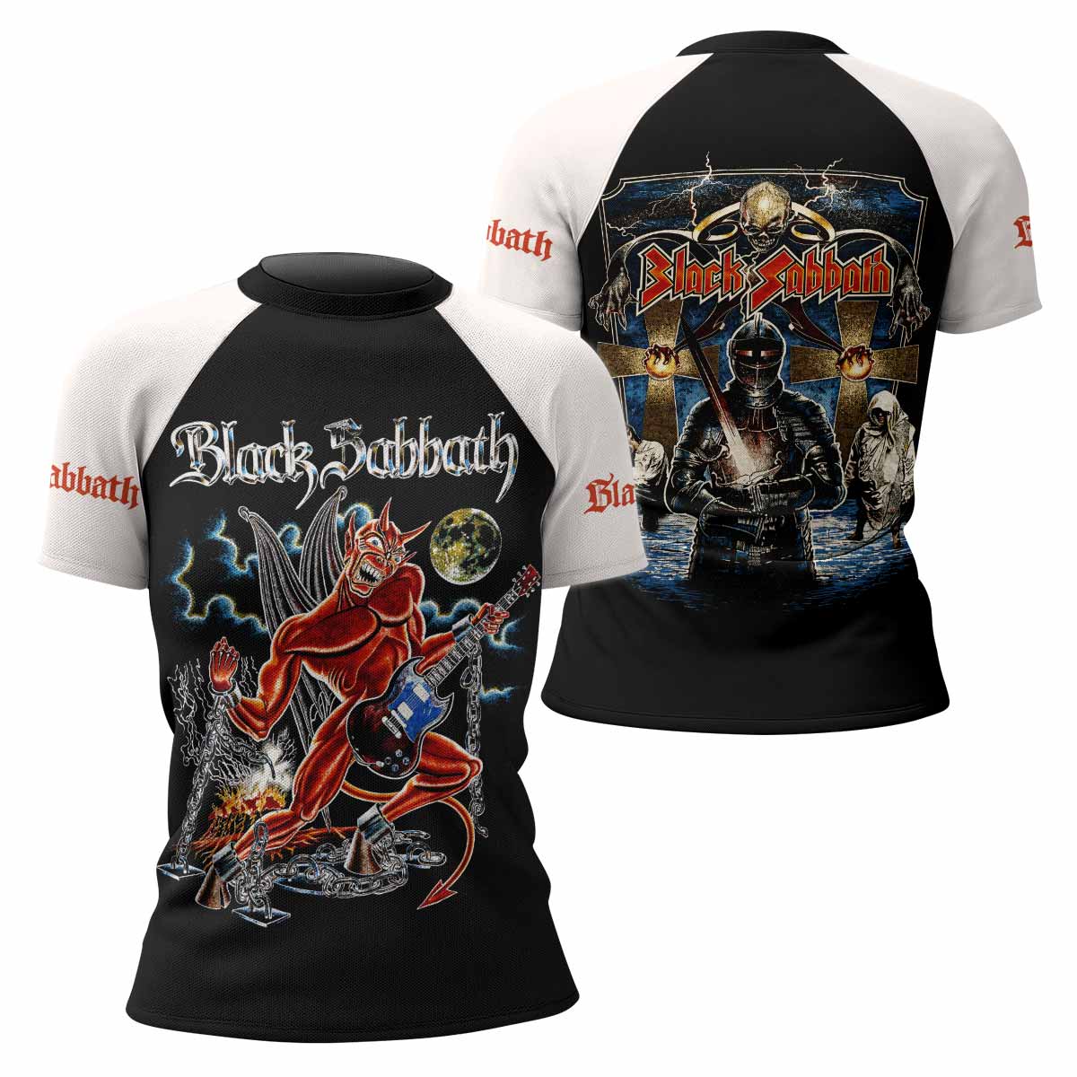 Black Sabbath Live Evil Women's Rash Guard Short Sleeve - front and back view