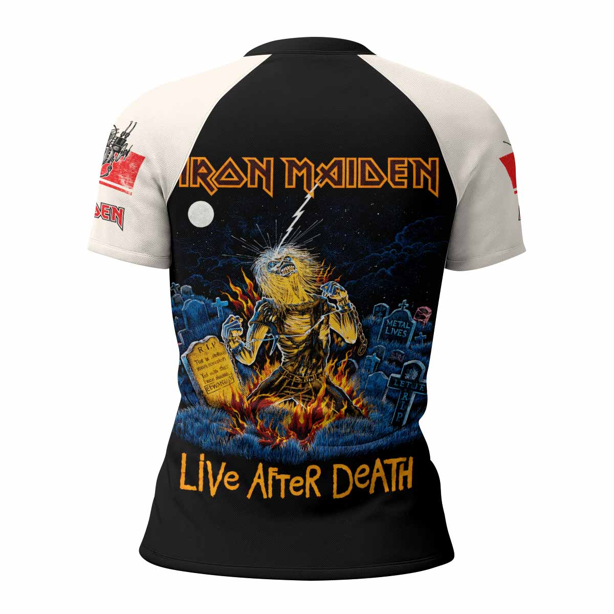 Iron Maiden Live After Death Women's Rash Guard Short Sleeve - back view mockup