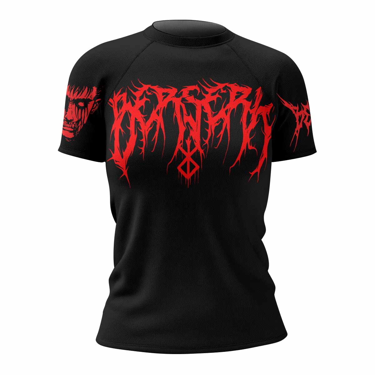 Berserk Metal Skull Knight Women's Rash Guard Short Sleeve - front view mockup