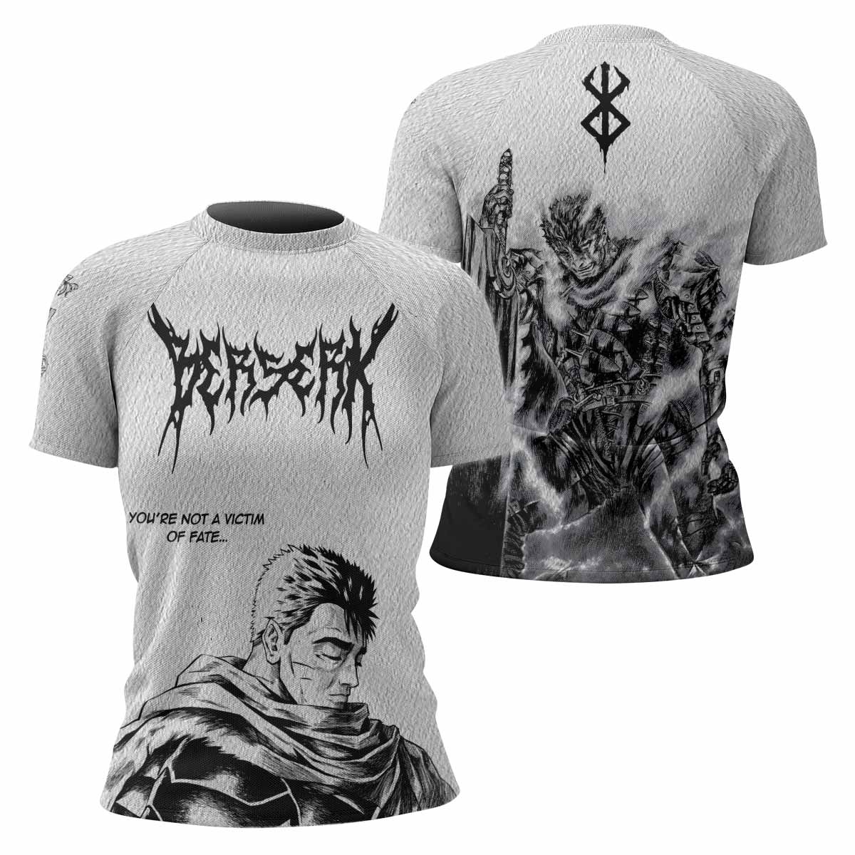 Berserk Metal Guts Women's Rash Guard Short Sleeve - front and back view
