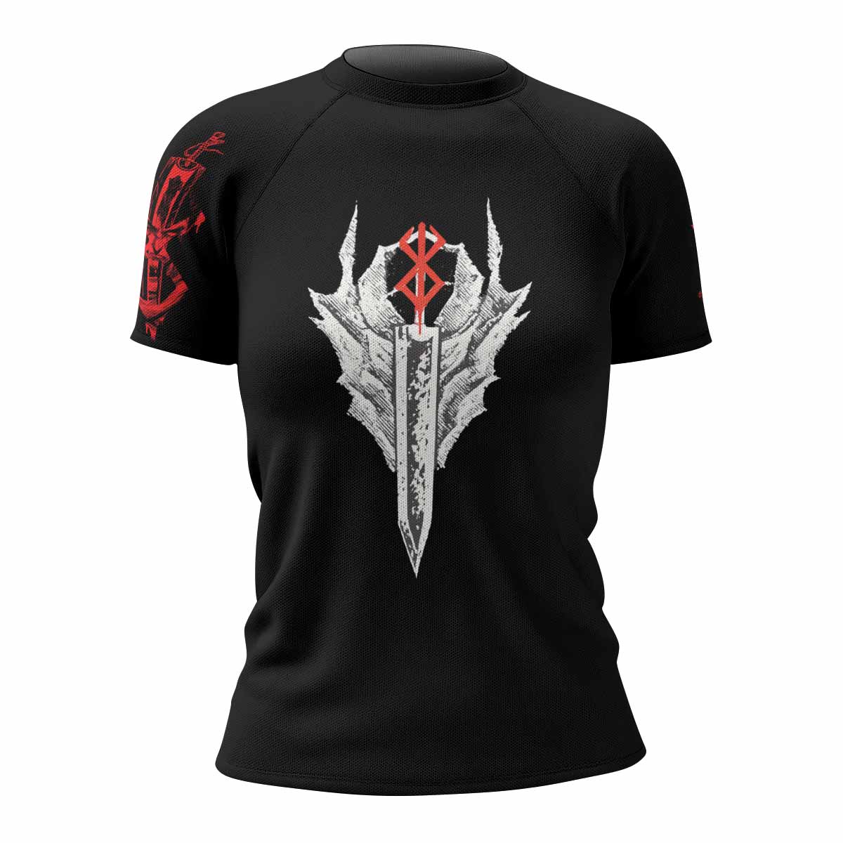 Berserk Black Swordsman Guts Women's Rash Guard Short Sleeve - front view mockup