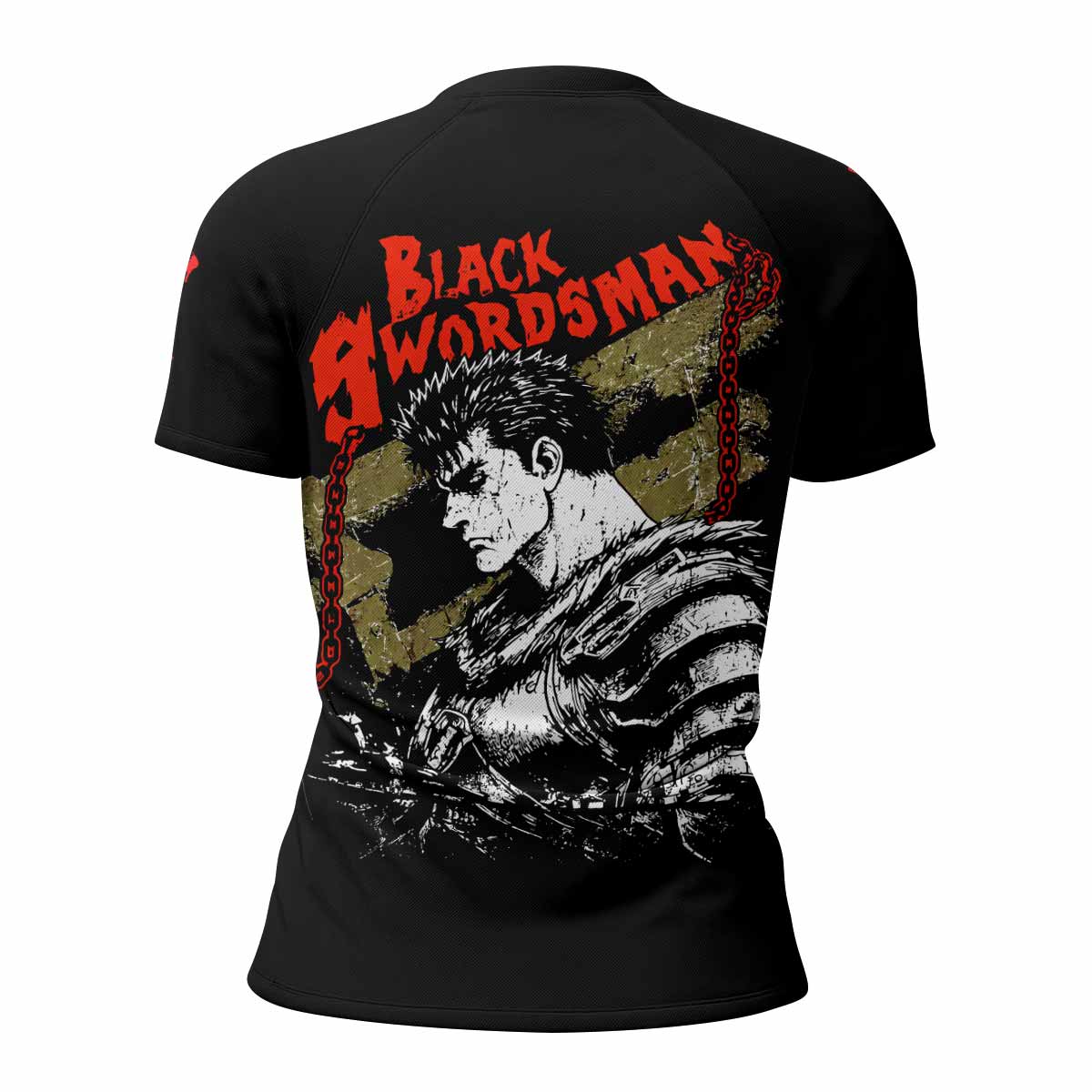 Berserk Black Swordsman Guts Women's Rash Guard Short Sleeve - back view mockup
