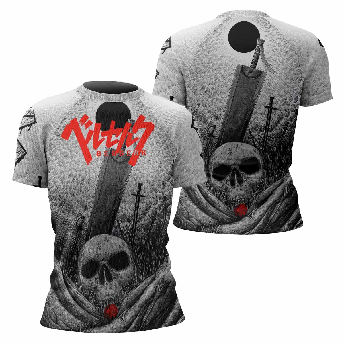 Berserk Eclipse Women's Rash Guard Short Sleeve - front and back view