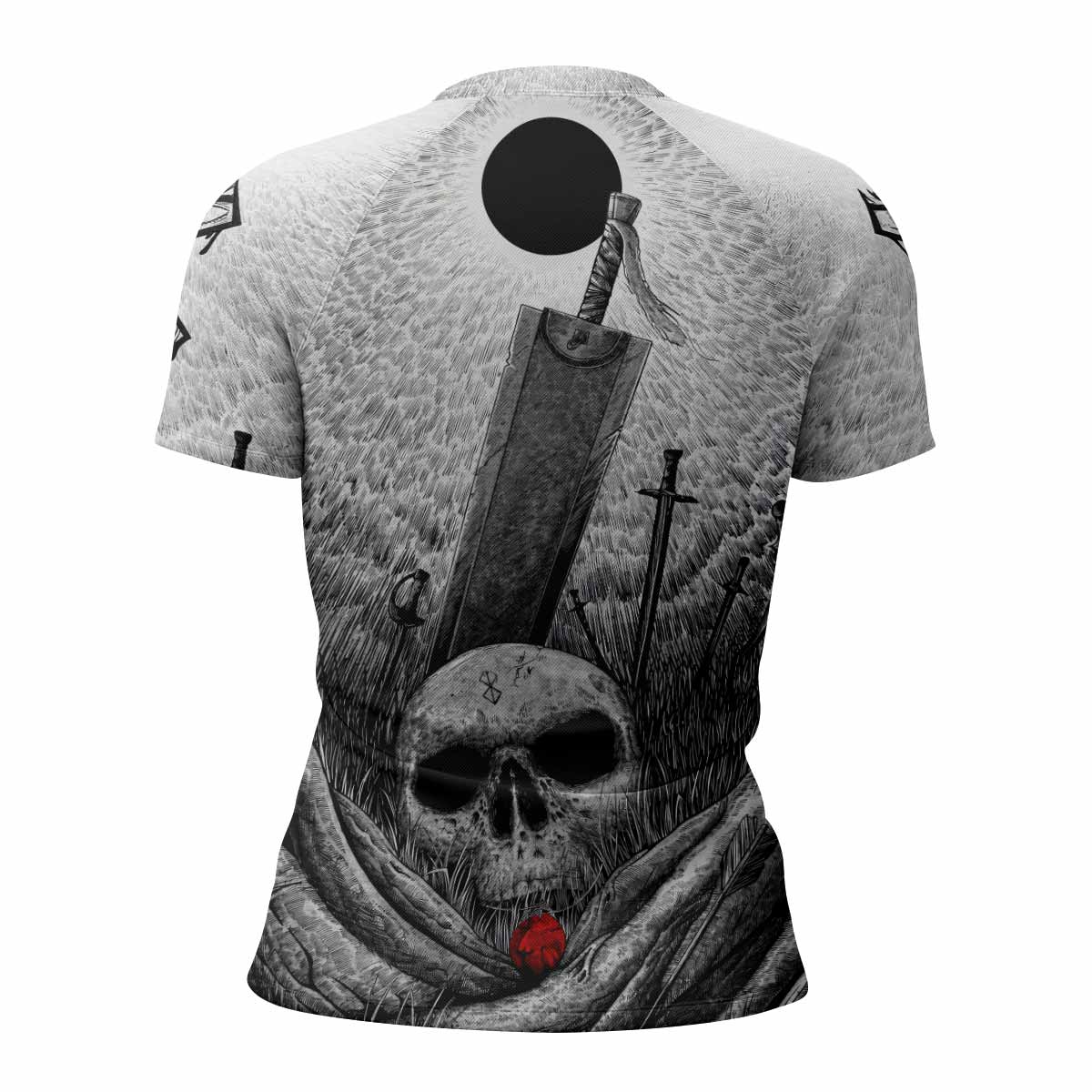 Berserk Eclipse Women's Rash Guard Short Sleeve - back view mockup