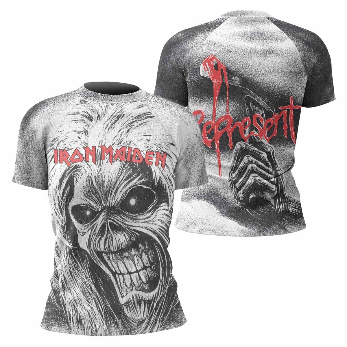 Iron Maiden Killers Women's Rash Guard Short Sleeve - front and back view