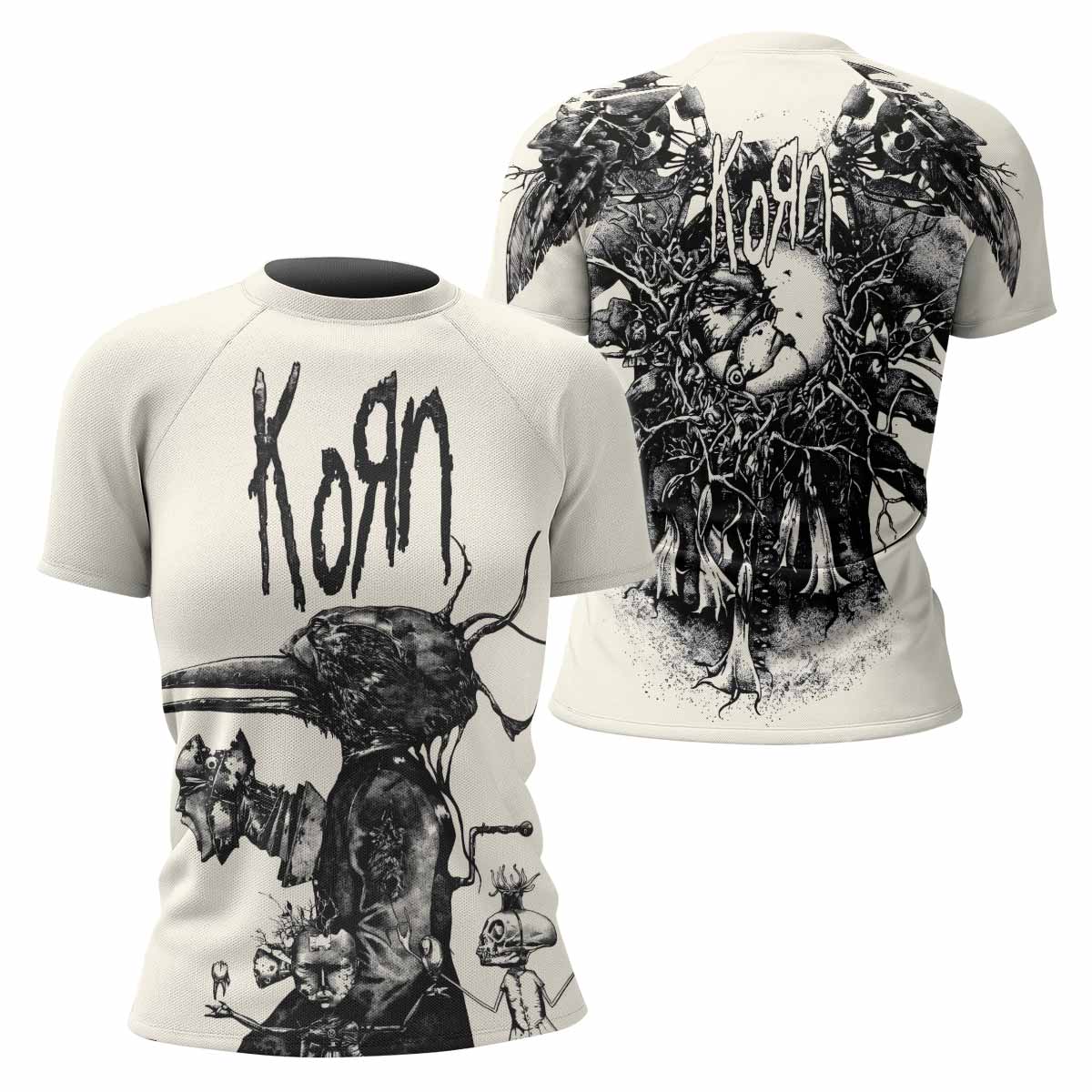 Korn Eye Of Heart Women's Rash Guard Short Sleeve - front and back view