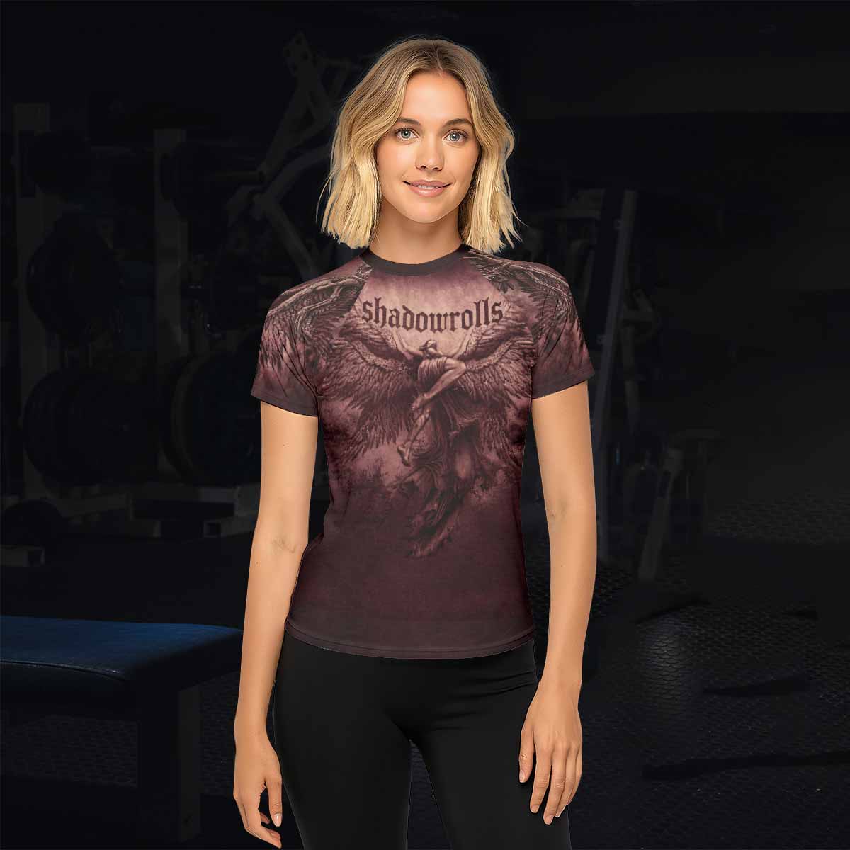 Bones of Grace Dark Angel Women's Rash Guard Short Sleeve - lifestyle view