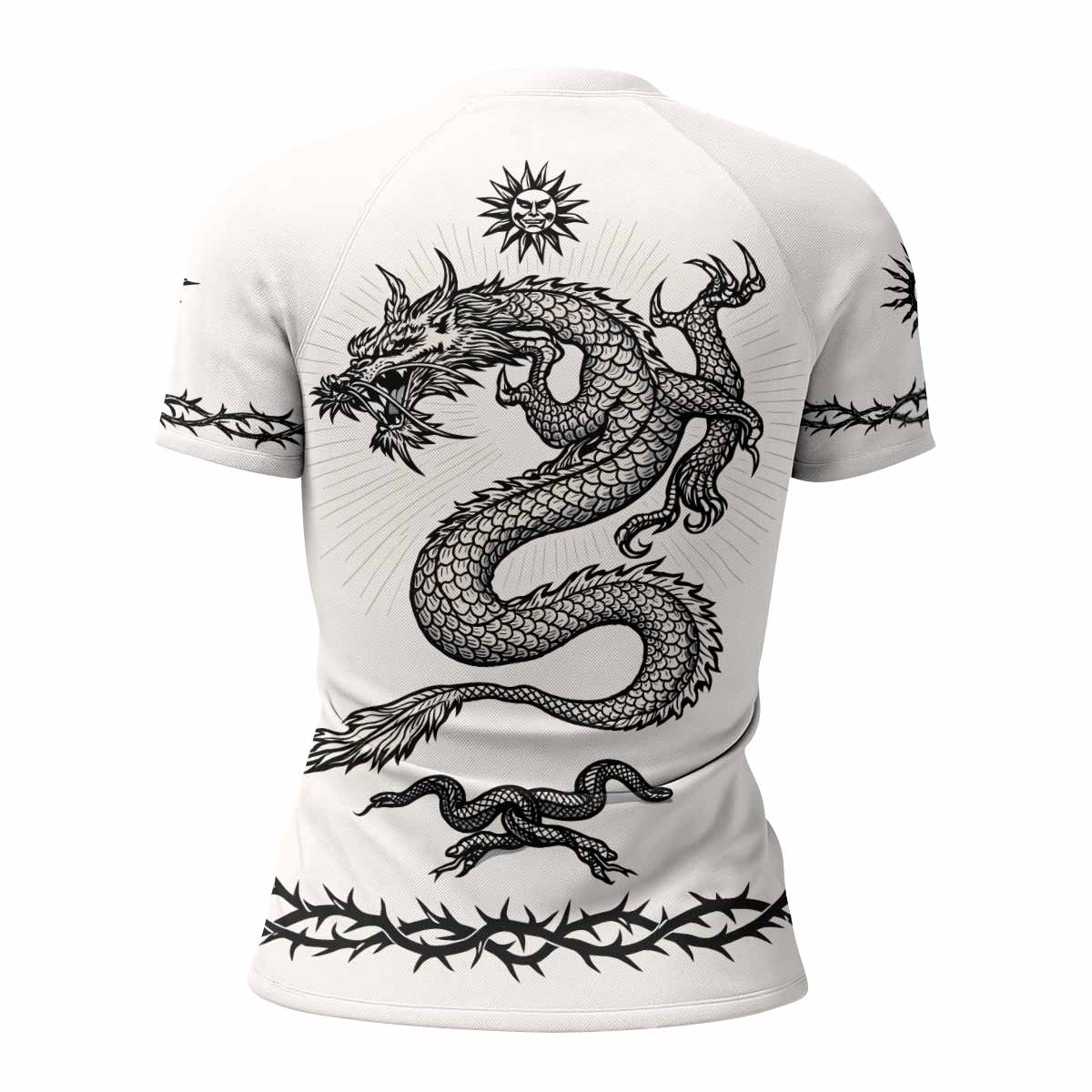 Dragon Tattoo Women's Rash Guard Short Sleeve - back view mockup