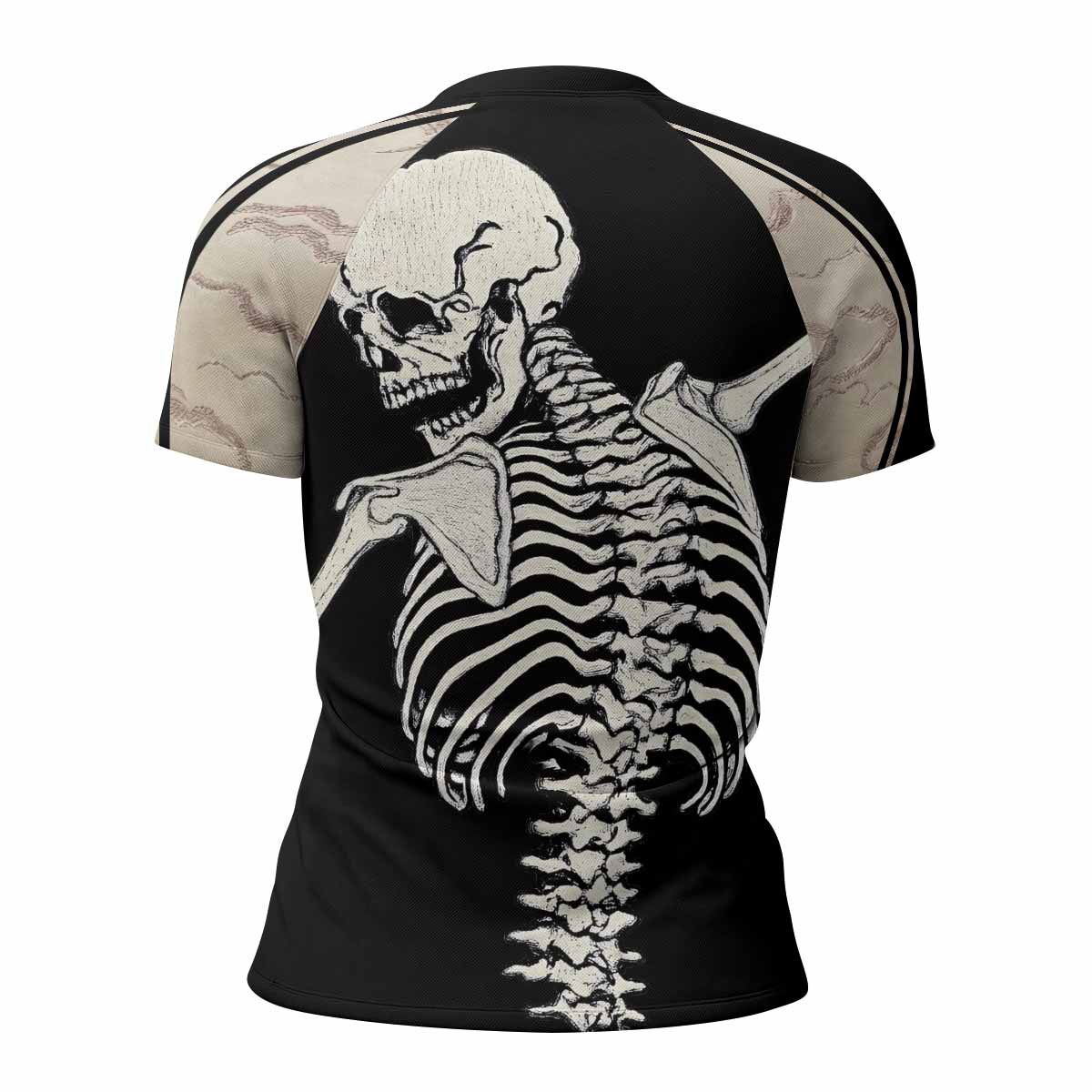 Bare Bones Skeleton Women's Rash Guard Short Sleeve - back view mockup