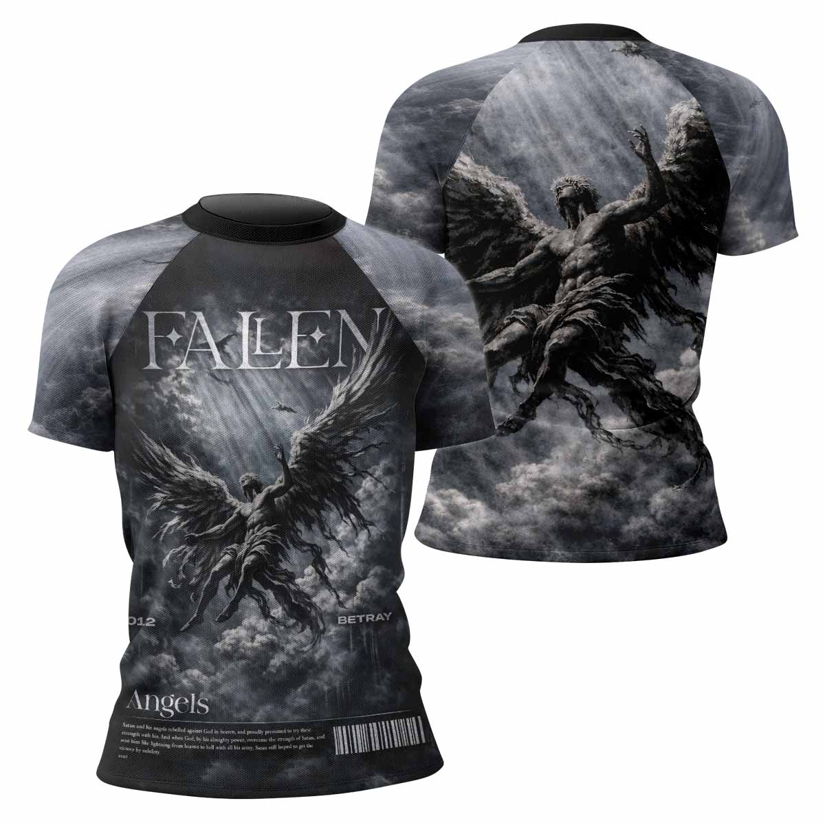 Fallen Angels Women's Rash Guard Short Sleeve - front and back view