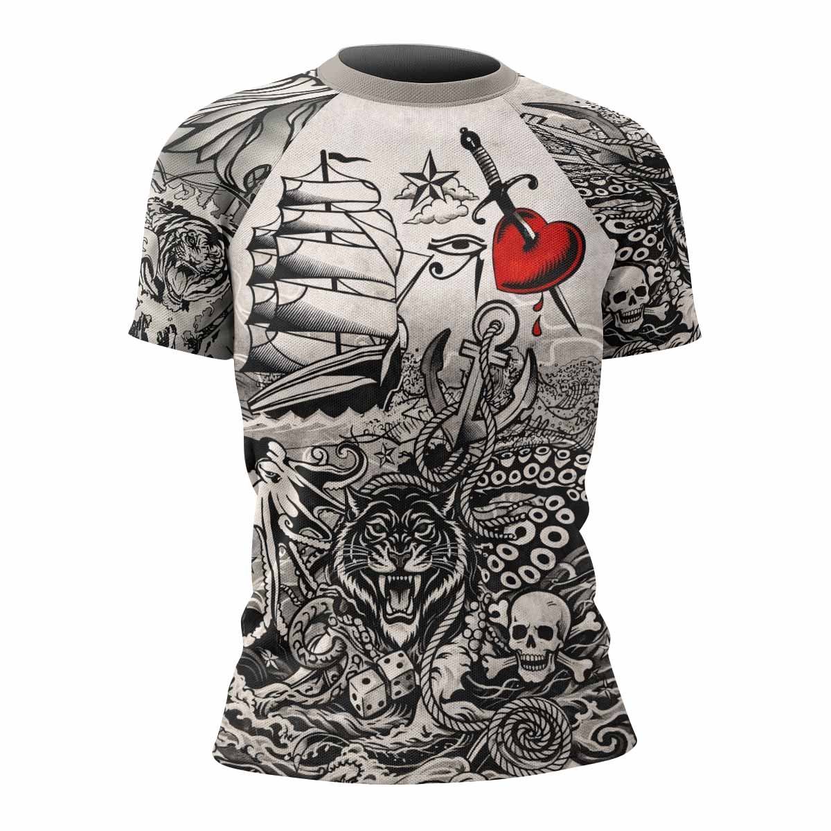 Savage Ocean Irezumi Women's Rash Guard Short Sleeve - front view mockup