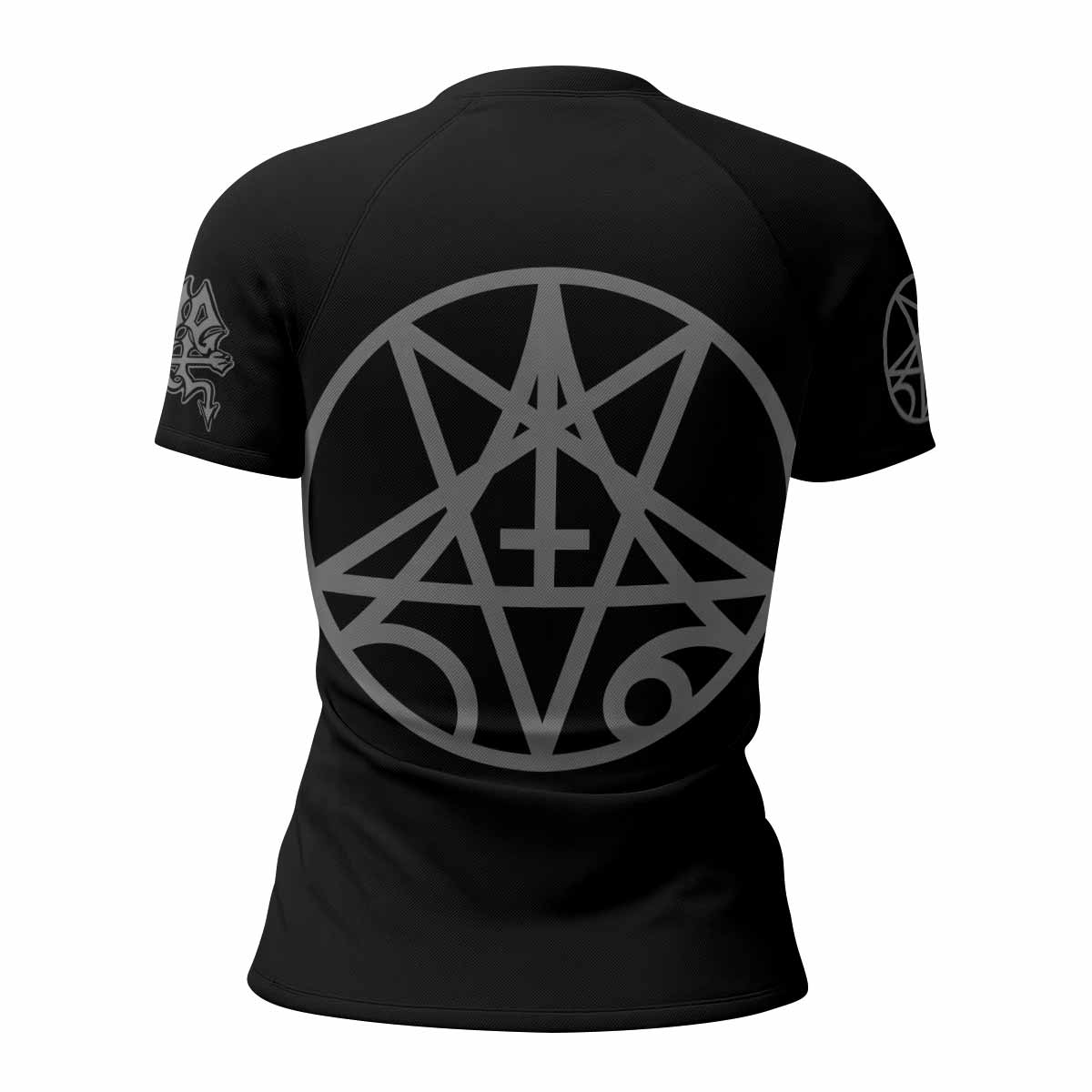 Morbid Angel Unholy Blasphemies Women's Rash Guard Short Sleeve - back view mockup