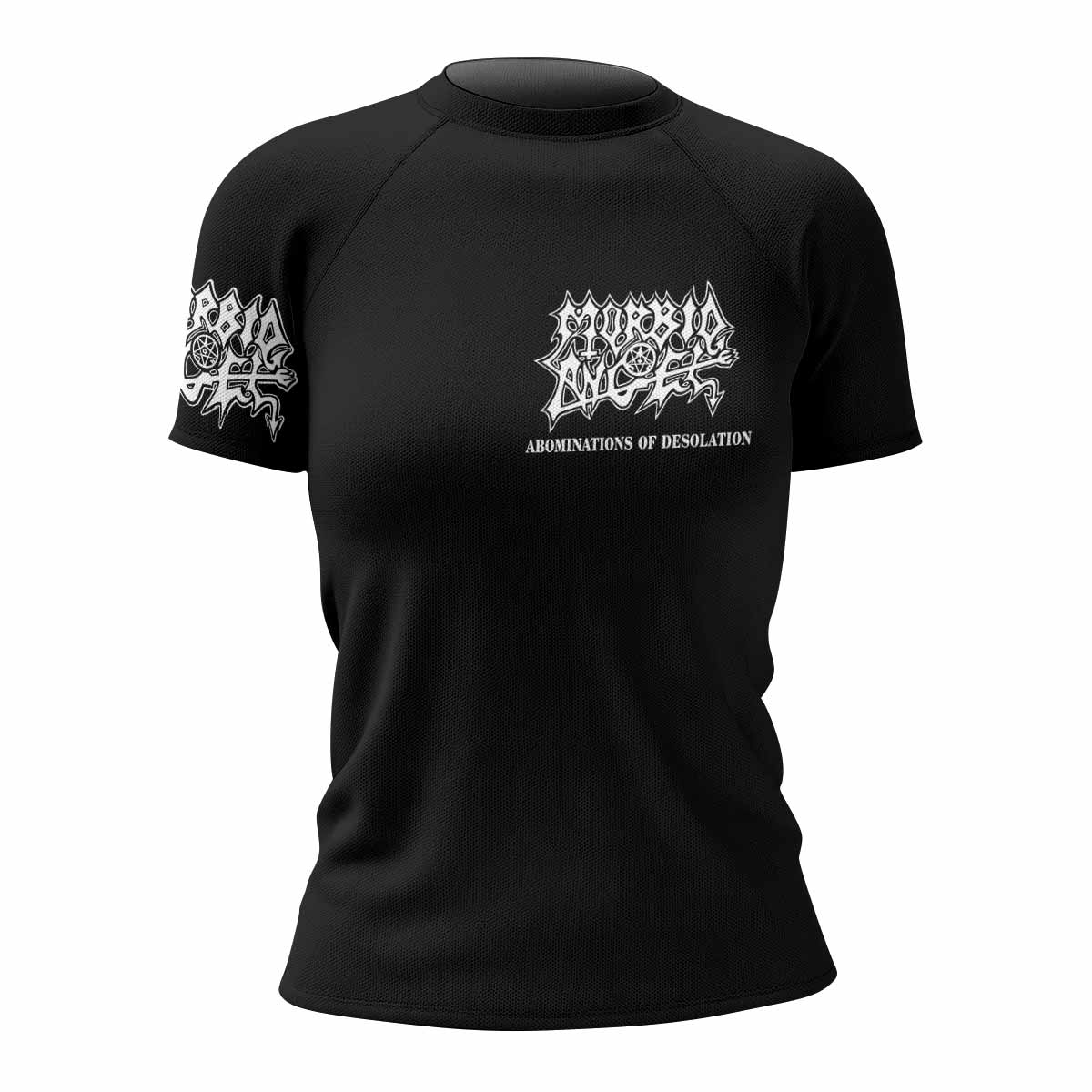 Morbid Angel Abominations of Desolation Women's Rash Guard Short Sleeve - front view mockup