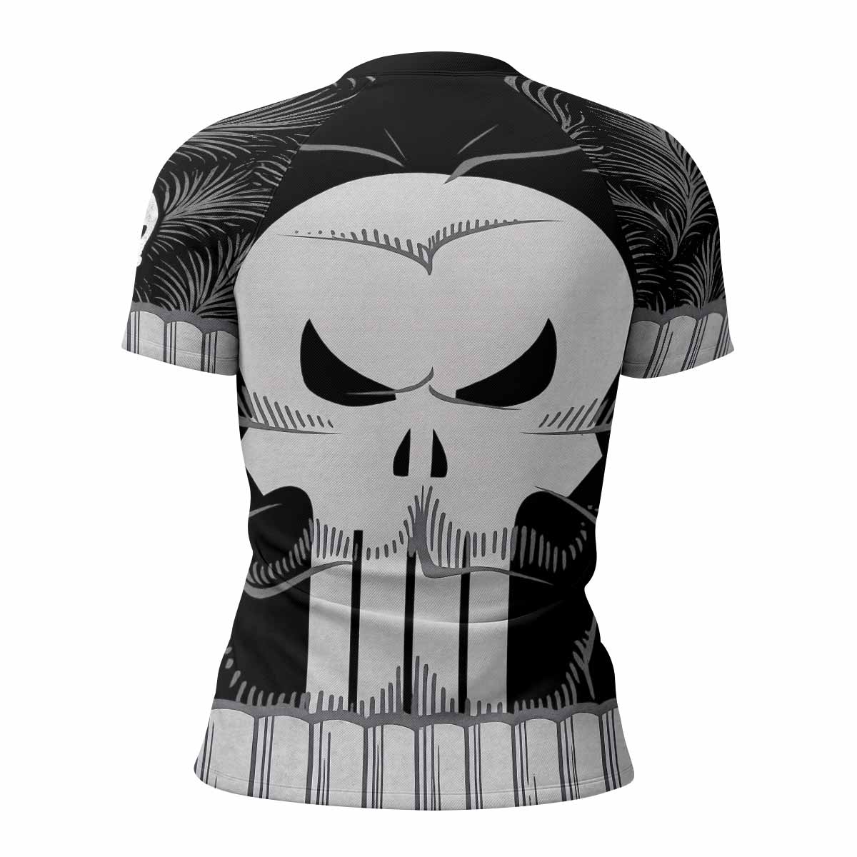 Punisher Skull Tactical Women's Rash Guard Short Sleeve - back view mockup