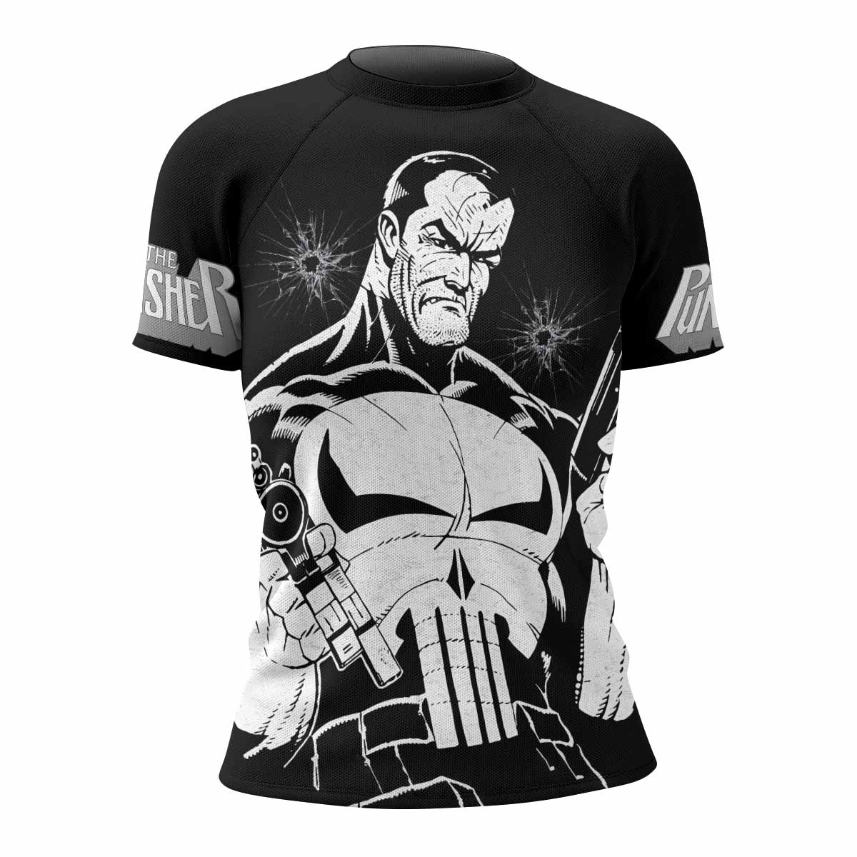 The Punisher Comic Frank Castle Women's Rash Guard Short Sleeve - front view mockup