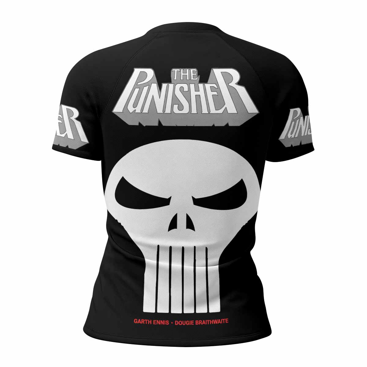 The Punisher Comic Frank Castle Women's Rash Guard Short Sleeve - back view mockup