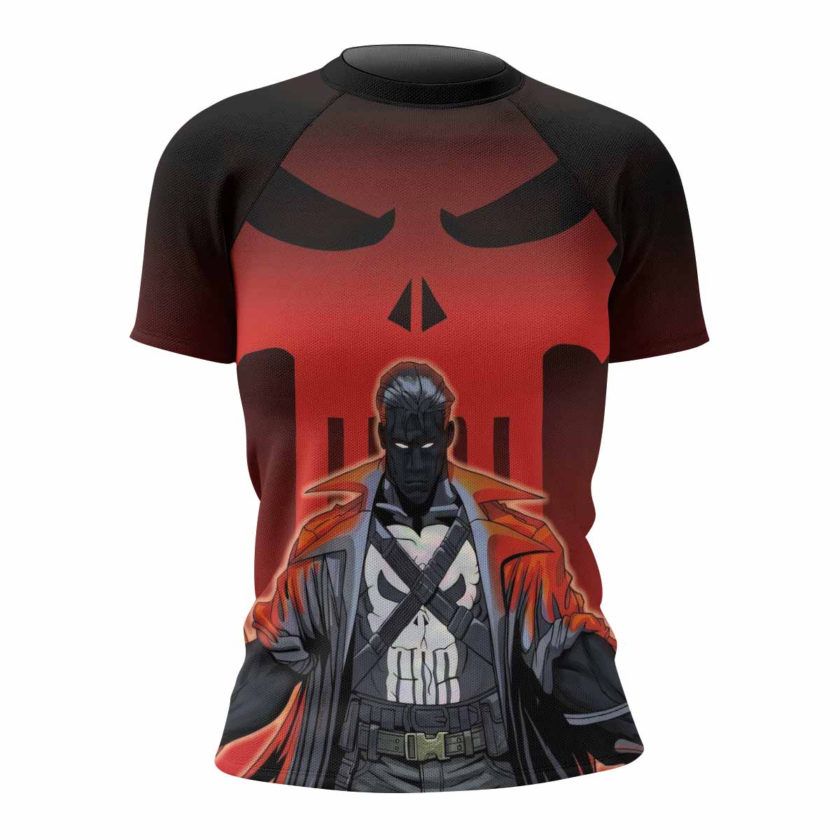 The Punisher Red Frank Castle Women's Rash Guard Short Sleeve - front view mockup
