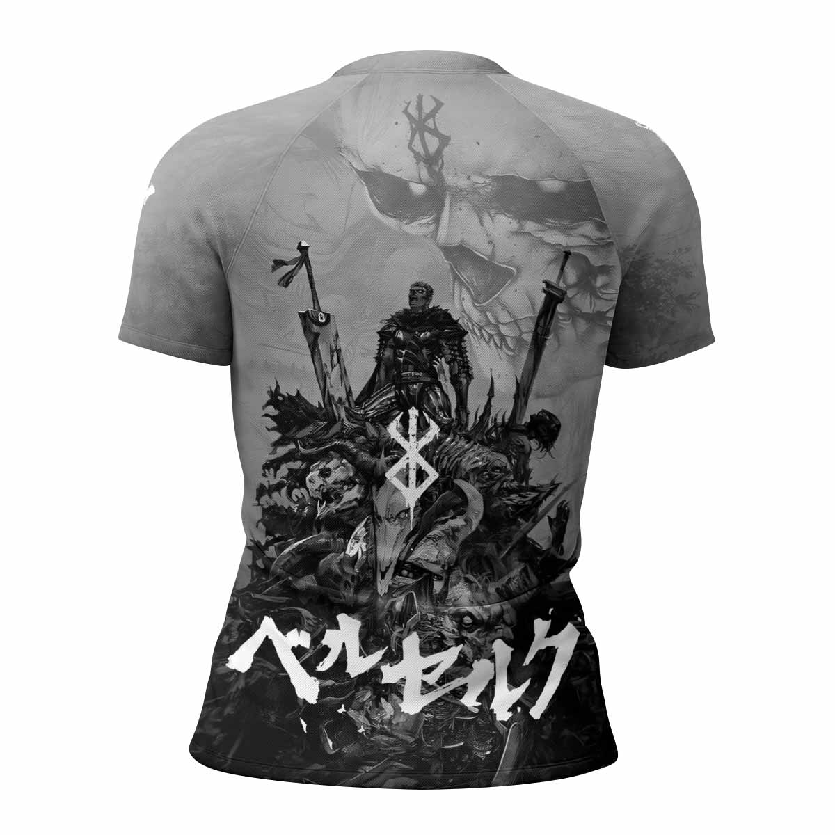 Berserk Guts Sorrow Women's Rash Guard Short Sleeve - back view mockup