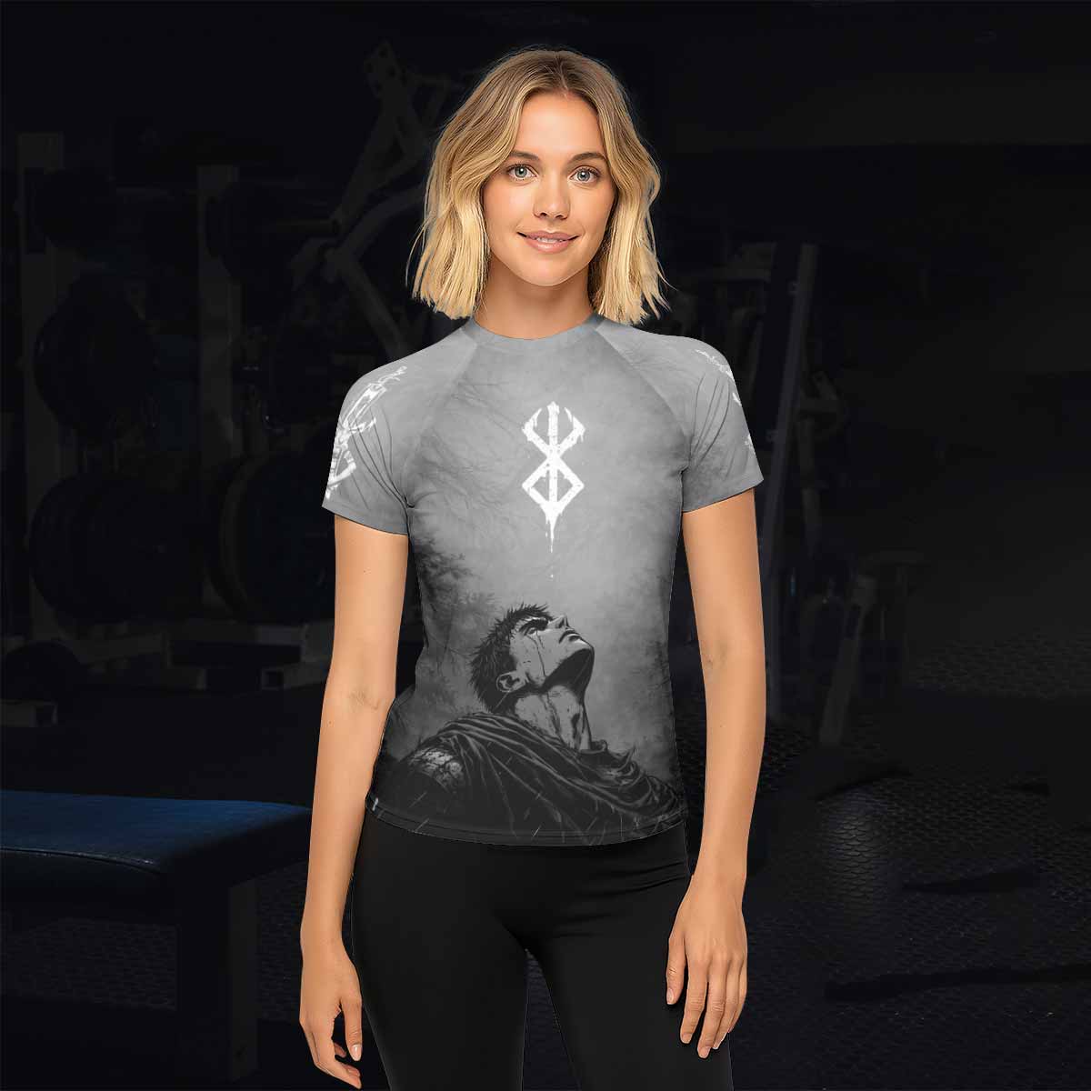 Berserk Guts Sorrow Women's Rash Guard Short Sleeve - lifestyle view