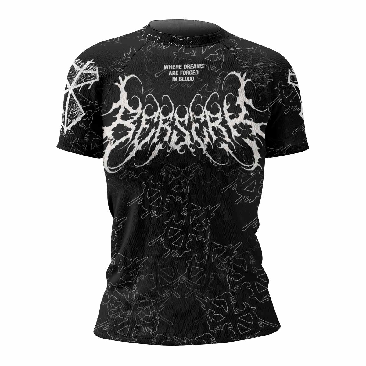 Berserk Forged In Blood Women's Rash Guard Short Sleeve - front view mockup