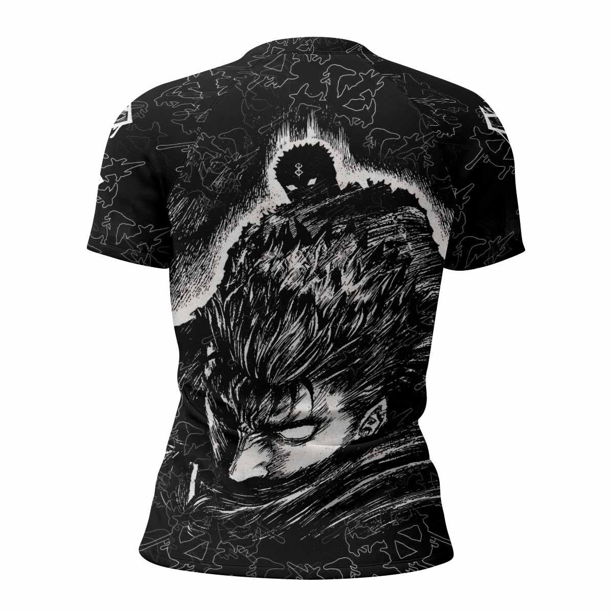 Berserk Forged In Blood Women's Rash Guard Short Sleeve - back view mockup