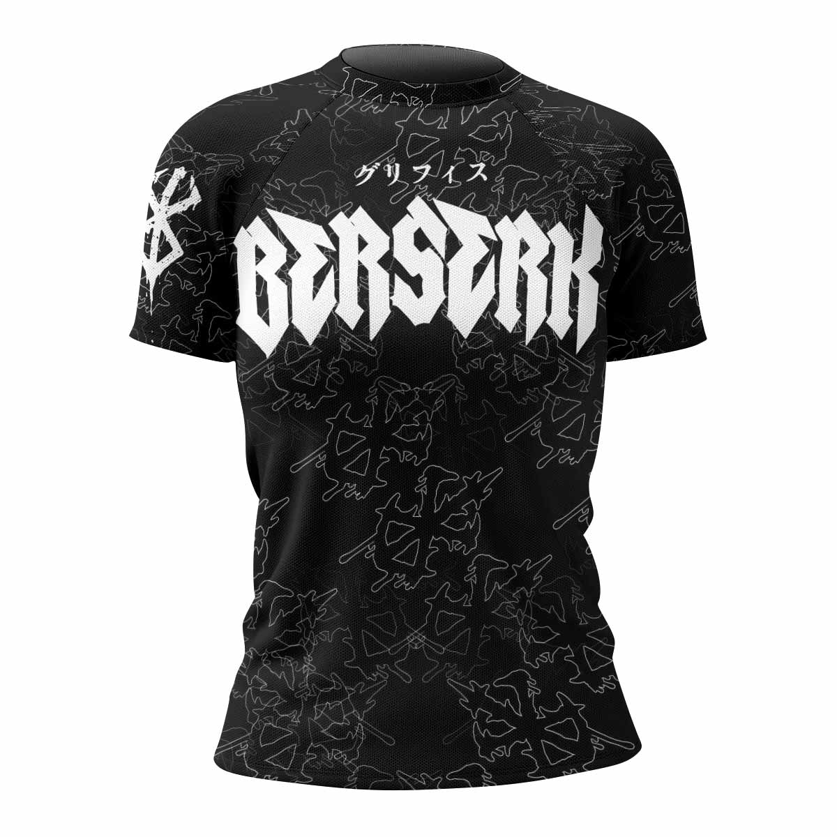 Berserk Dragon Slayer Skull Women's Rash Guard Short Sleeve - front view mockup