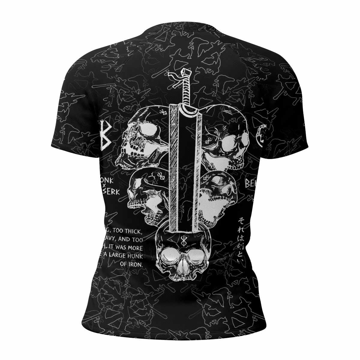 Berserk Dragon Slayer Skull Women's Rash Guard Short Sleeve - back view mockup
