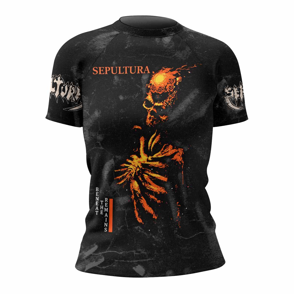 Sepultura Beneath the Remains Women's Rash Guard Short Sleeve - front view mockup