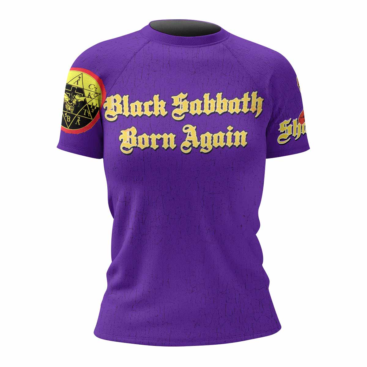 Born Again Black Sabbath Women's Rash Guard Short Sleeve - front view mockup