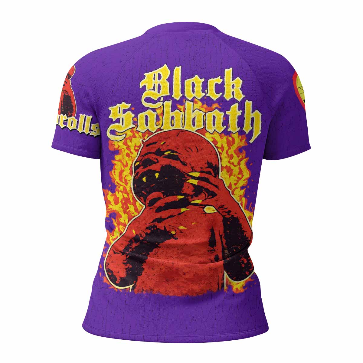 Born Again Black Sabbath Women's Rash Guard Short Sleeve - back view mockup