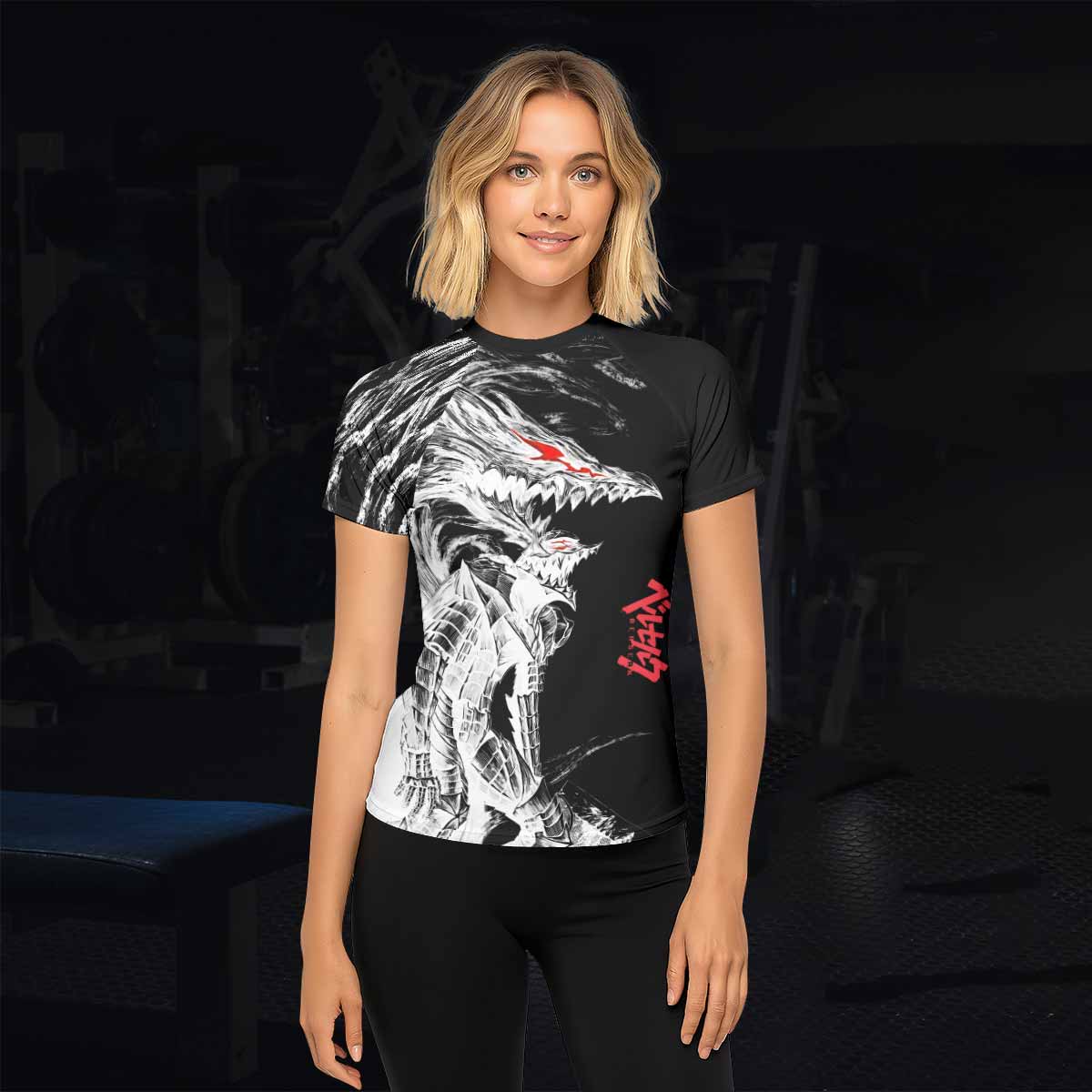 Berserk Guts Berserker Armor Women's Rash Guard Short Sleeve - lifestyle view