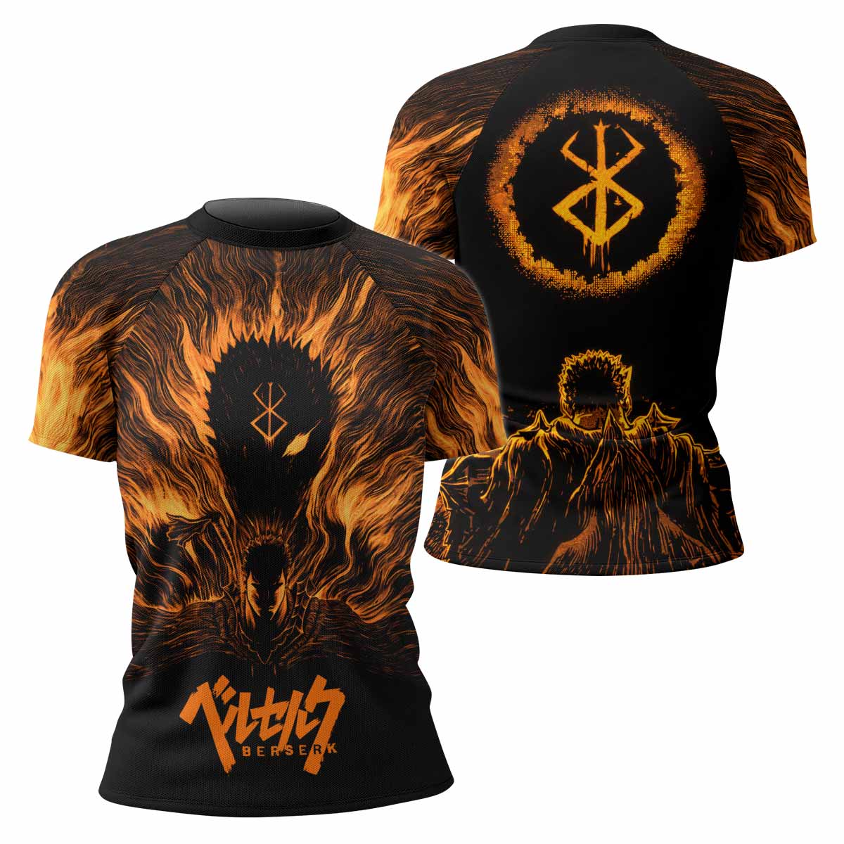 Beast of Darkness Berserk Women's Rash Guard Short Sleeve - front and back view