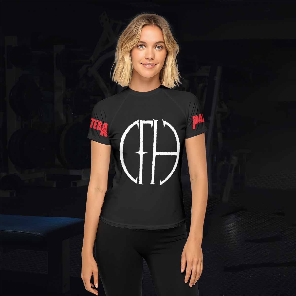 Pantera Cowboys From Hell Logo Women's Rash Guard Short Sleeve - lifestyle view