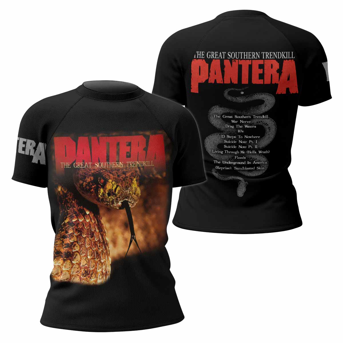 Pantera The Great Southern Trendkill Women's Rash Guard Short Sleeve - front and back view