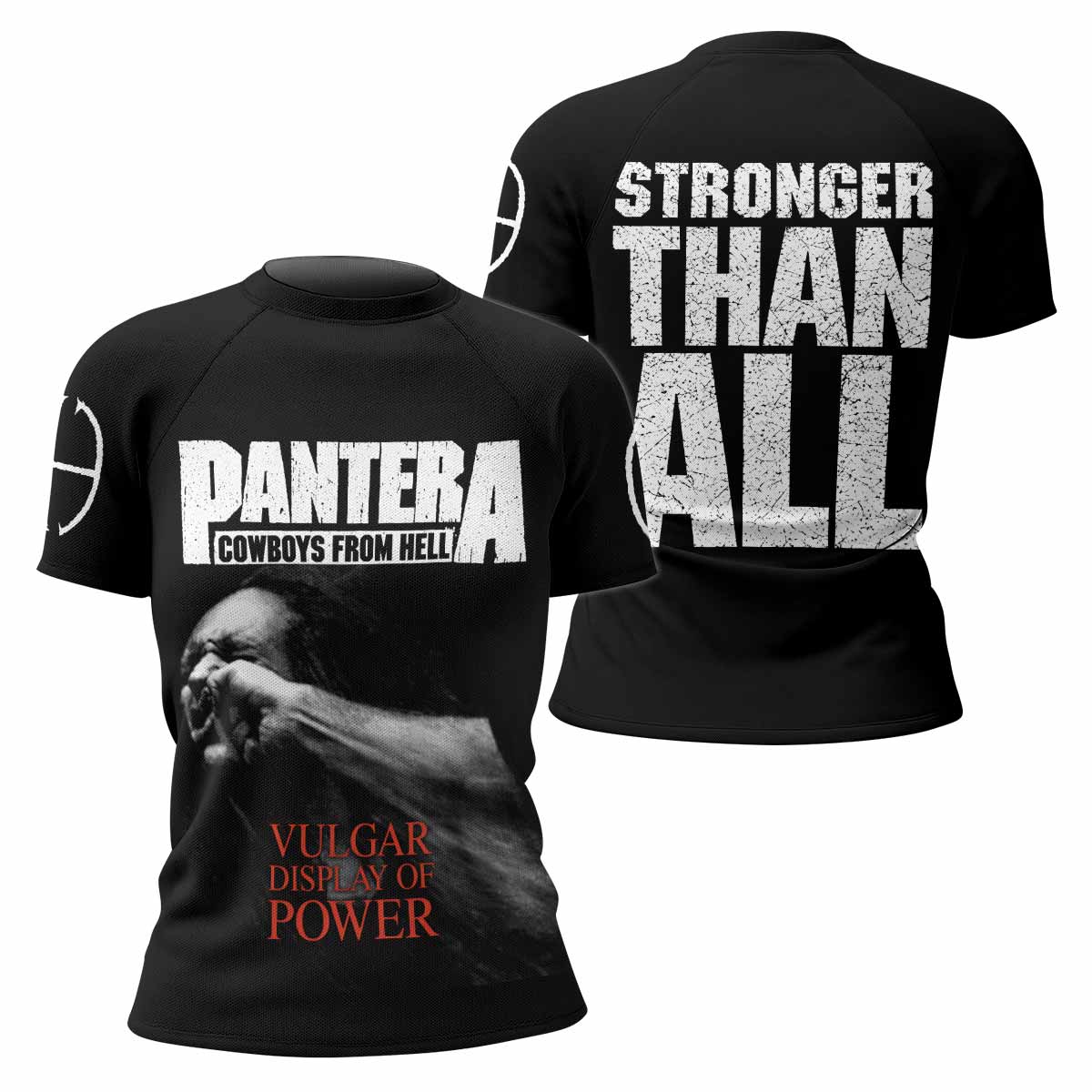 Pantera Stronger Than All Women's Rash Guard Short Sleeve - front and back view