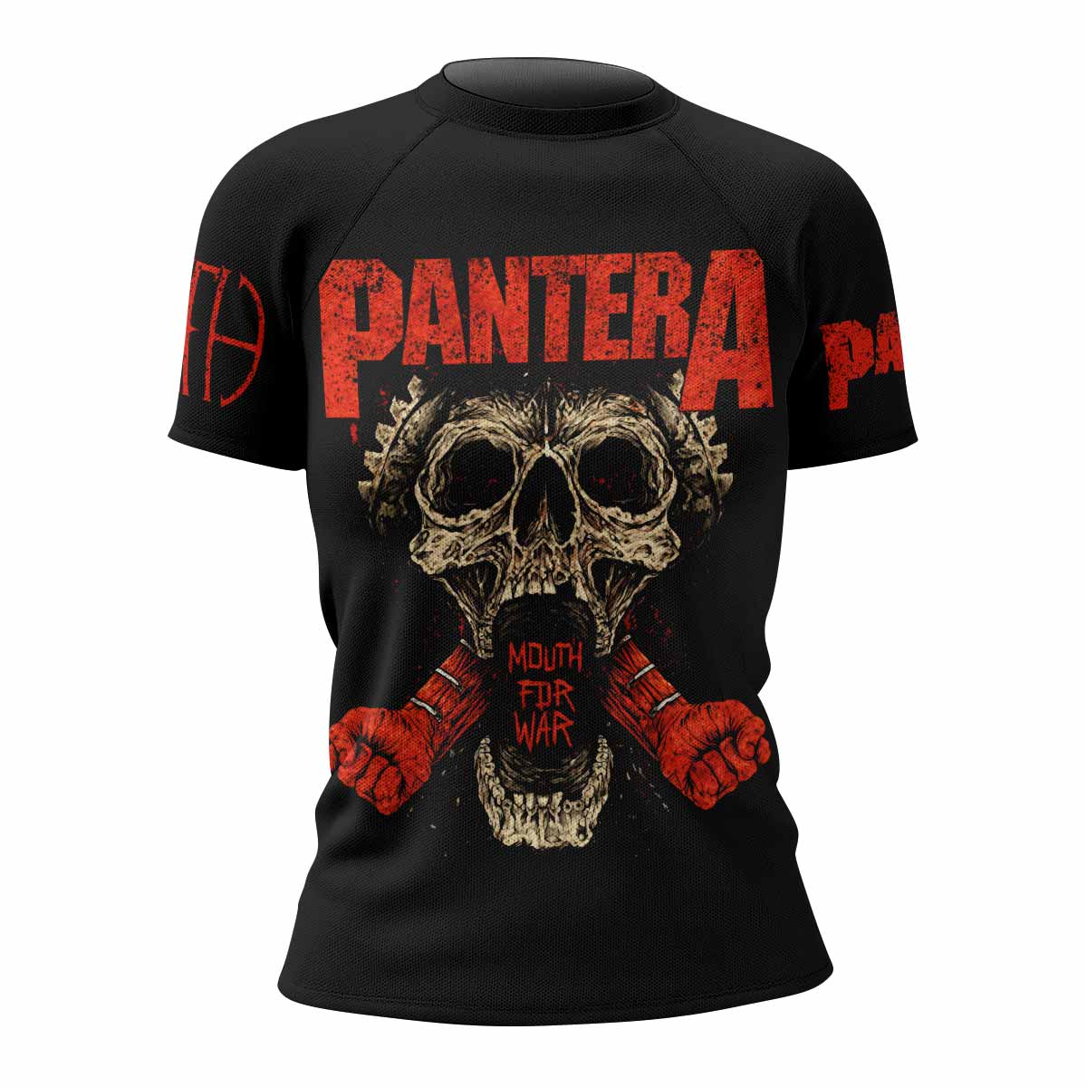 Pantera Mouth for War Women's Rash Guard Short Sleeve - front view mockup
