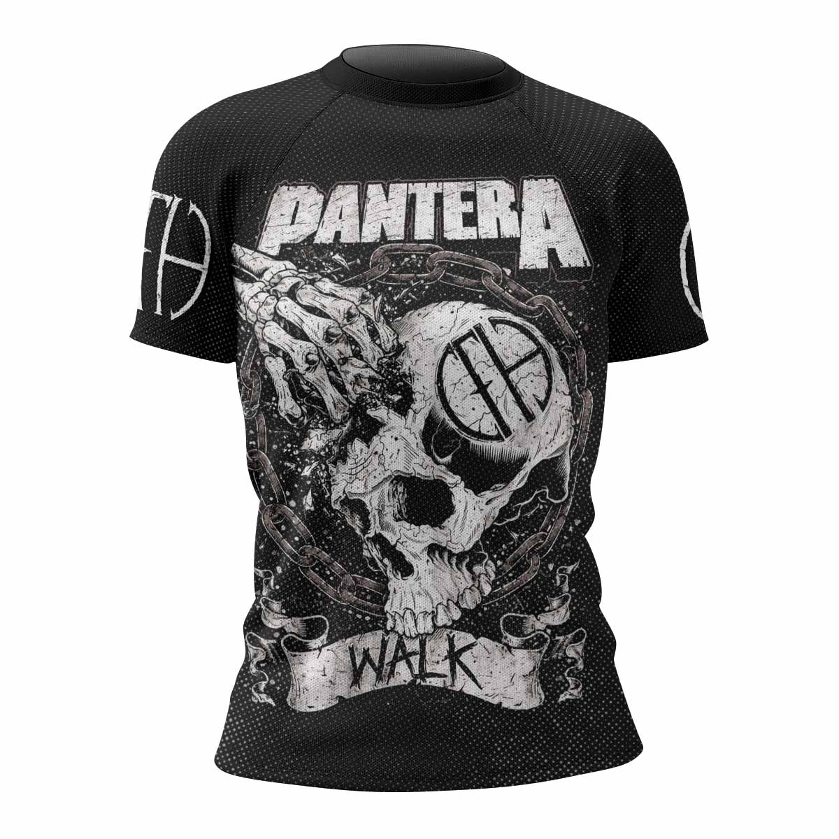 Pantera Walk Skull Women's Rash Guard Short Sleeve - front view mockup
