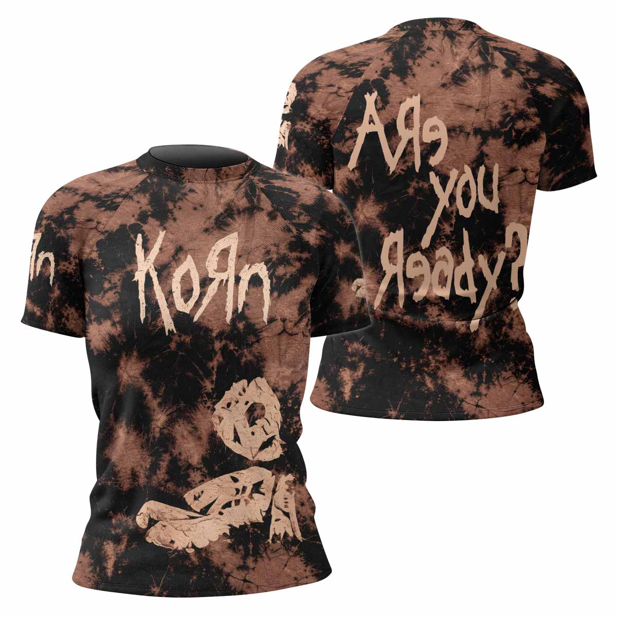Korn Are You Ready Women's Rash Guard Short Sleeve - front and back view
