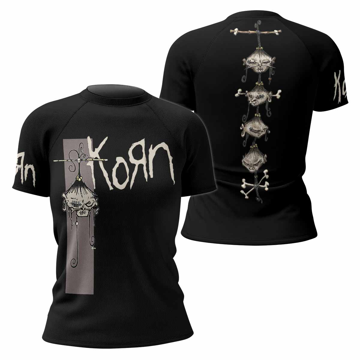 Korn Gothic Spine Women's Rash Guard Short Sleeve - front and back view