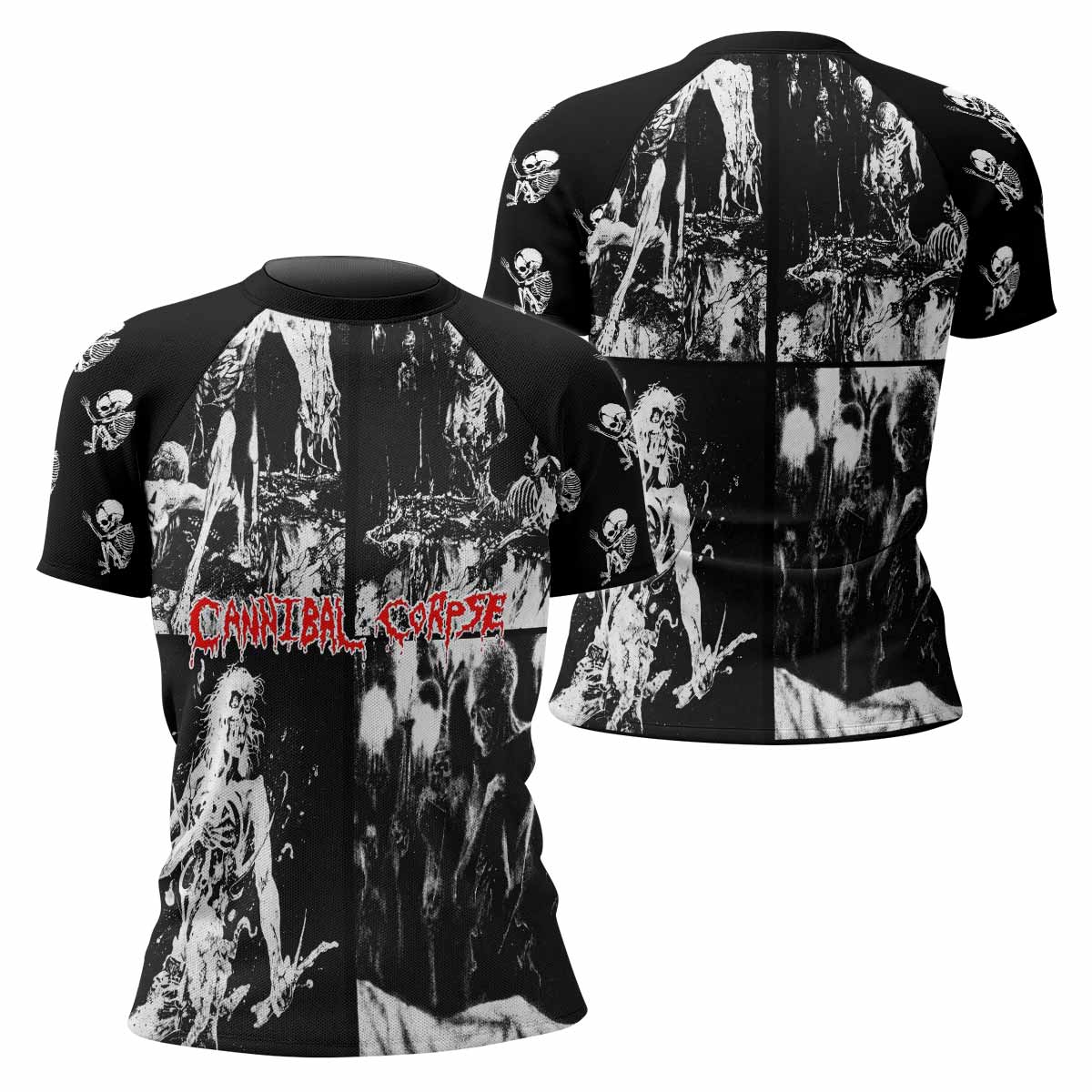 Cannibal Corpse Horror Women's Rash Guard Short Sleeve - front and back view