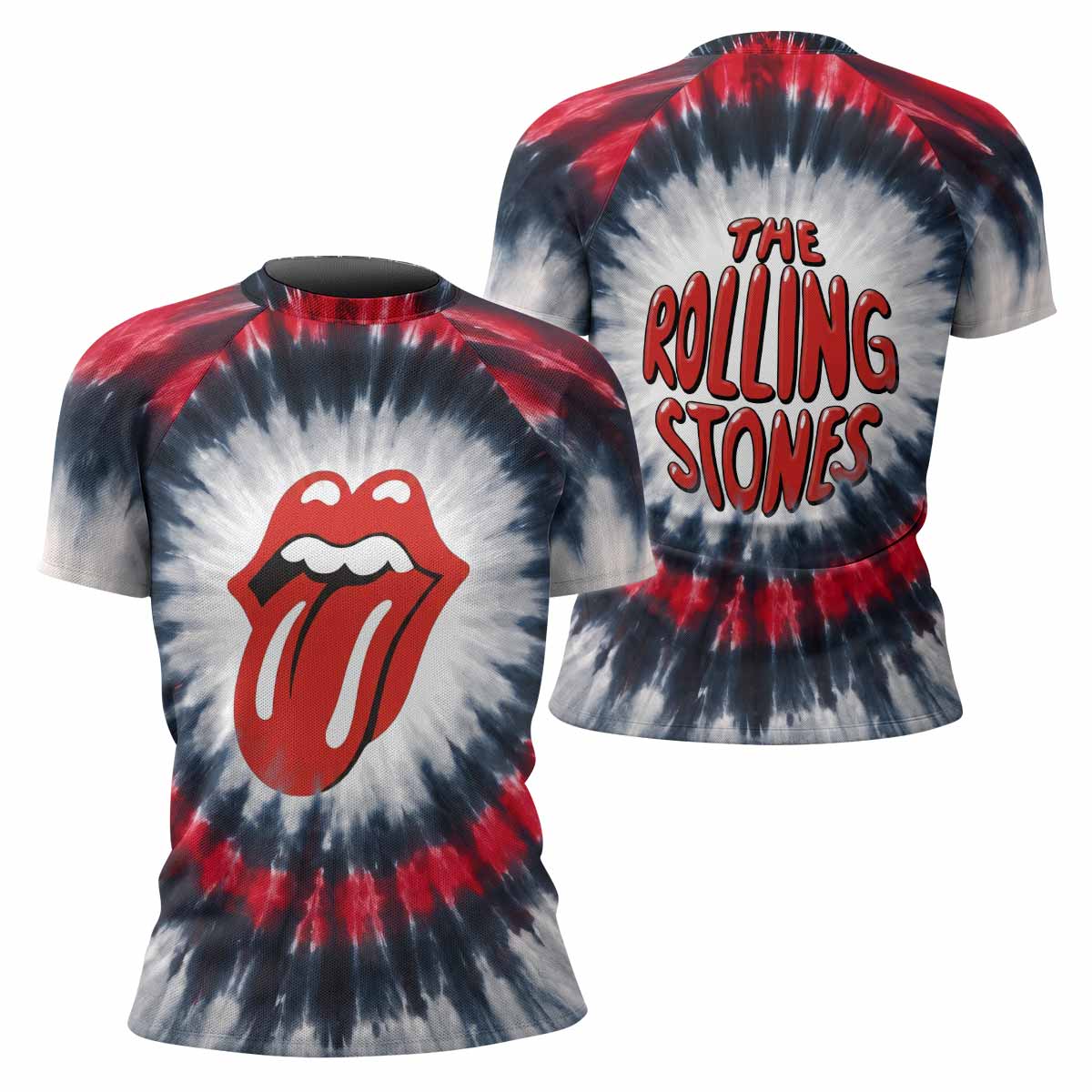 The Rolling Stones Women's Rash Guard Short Sleeve - front and back view