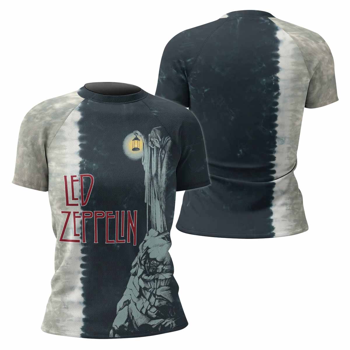 Led Zeppelin The Hermit Women's Rash Guard Short Sleeve - front and back view