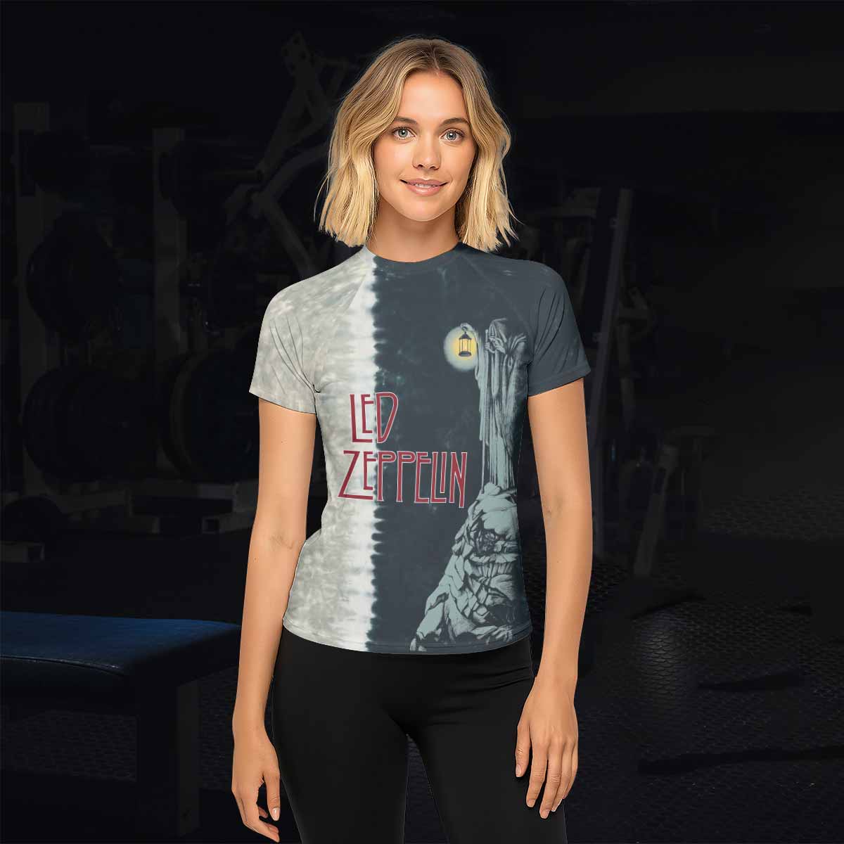 Led Zeppelin The Hermit Women's Rash Guard Short Sleeve - lifestyle view