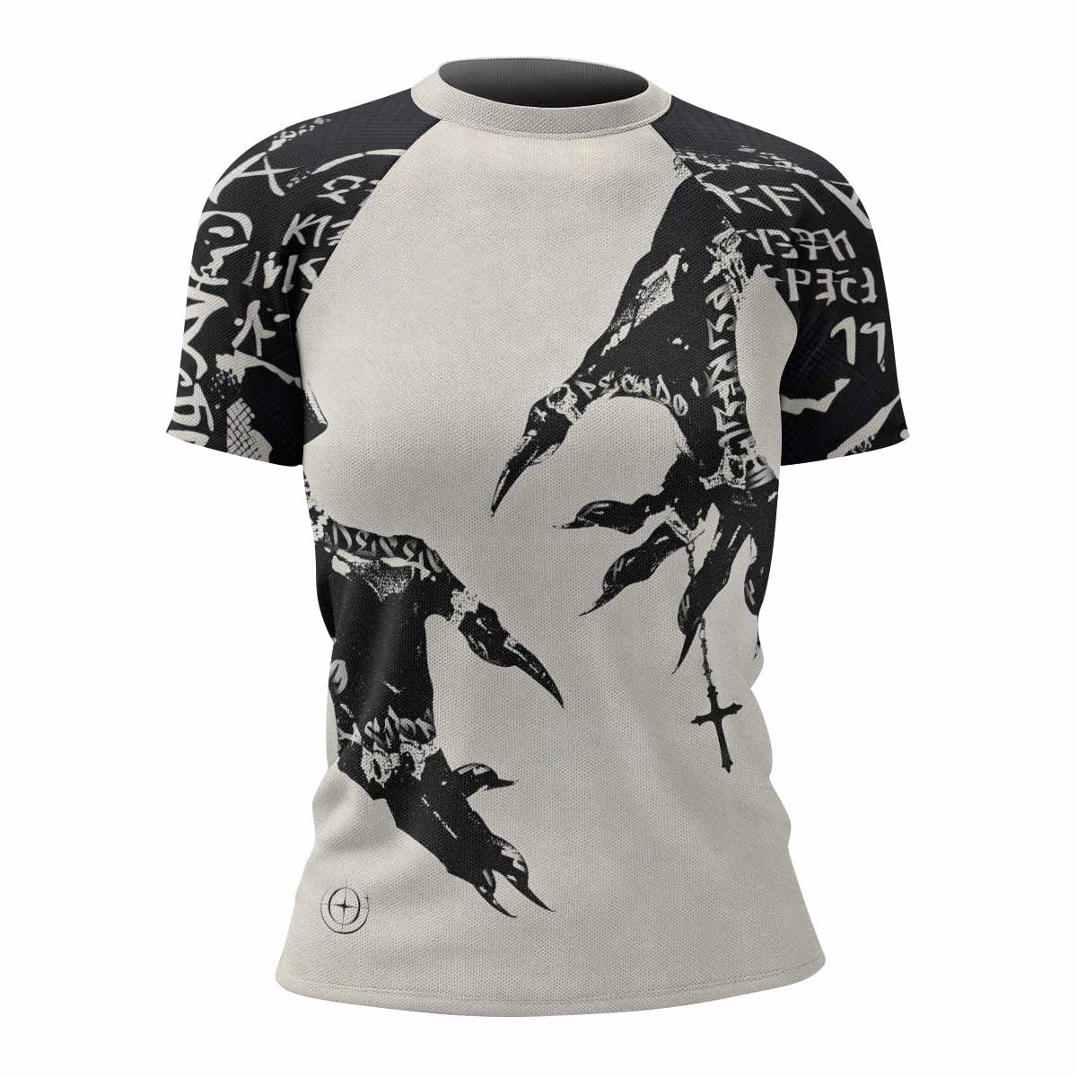Monster Claw with Cross Women's Rash Guard Short Sleeve - front view mockup