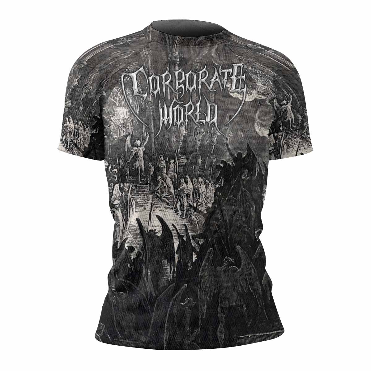 Corporate World Paradise Lost Women's Rash Guard Short Sleeve - front view mockup