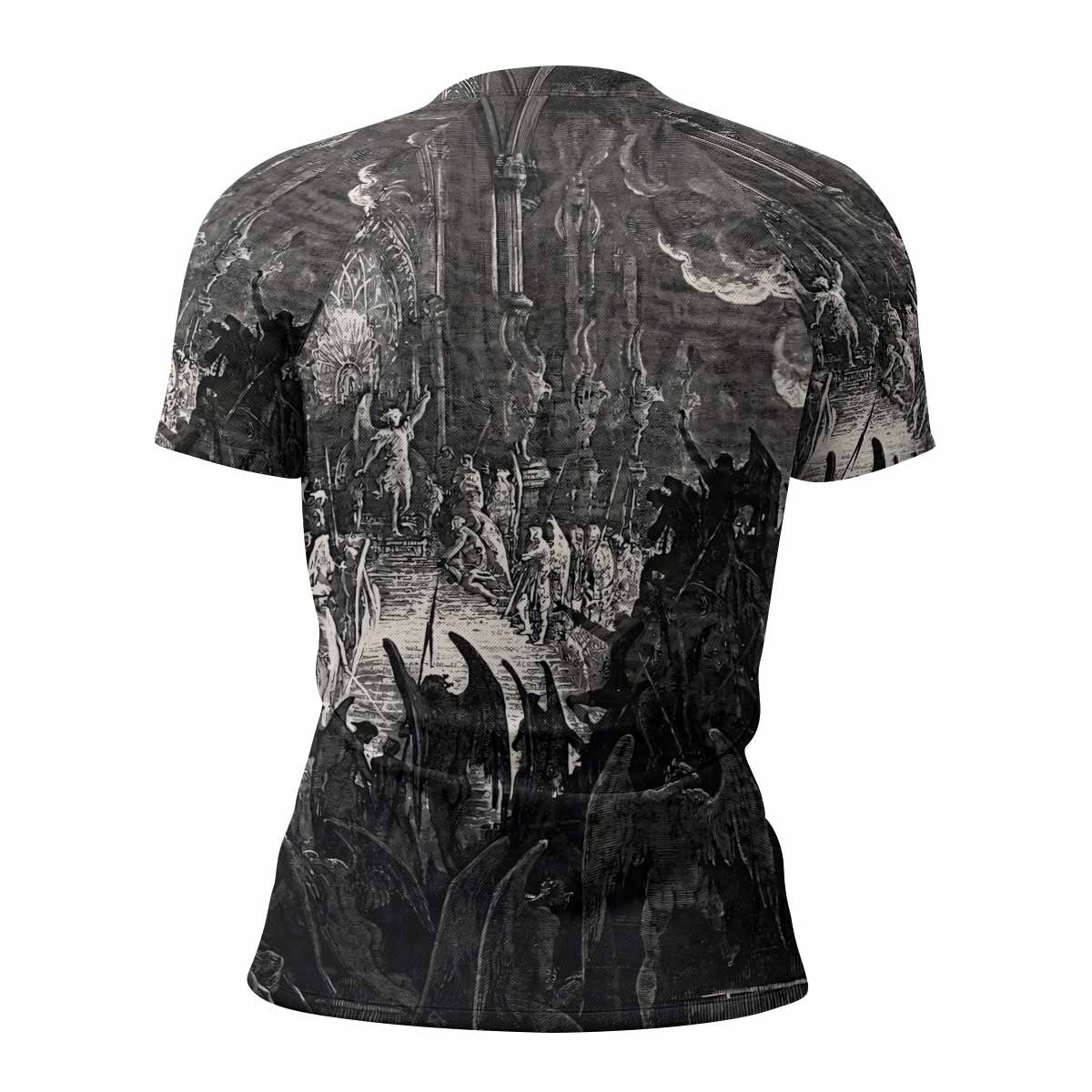 Corporate World Paradise Lost Women's Rash Guard Short Sleeve - back view mockup