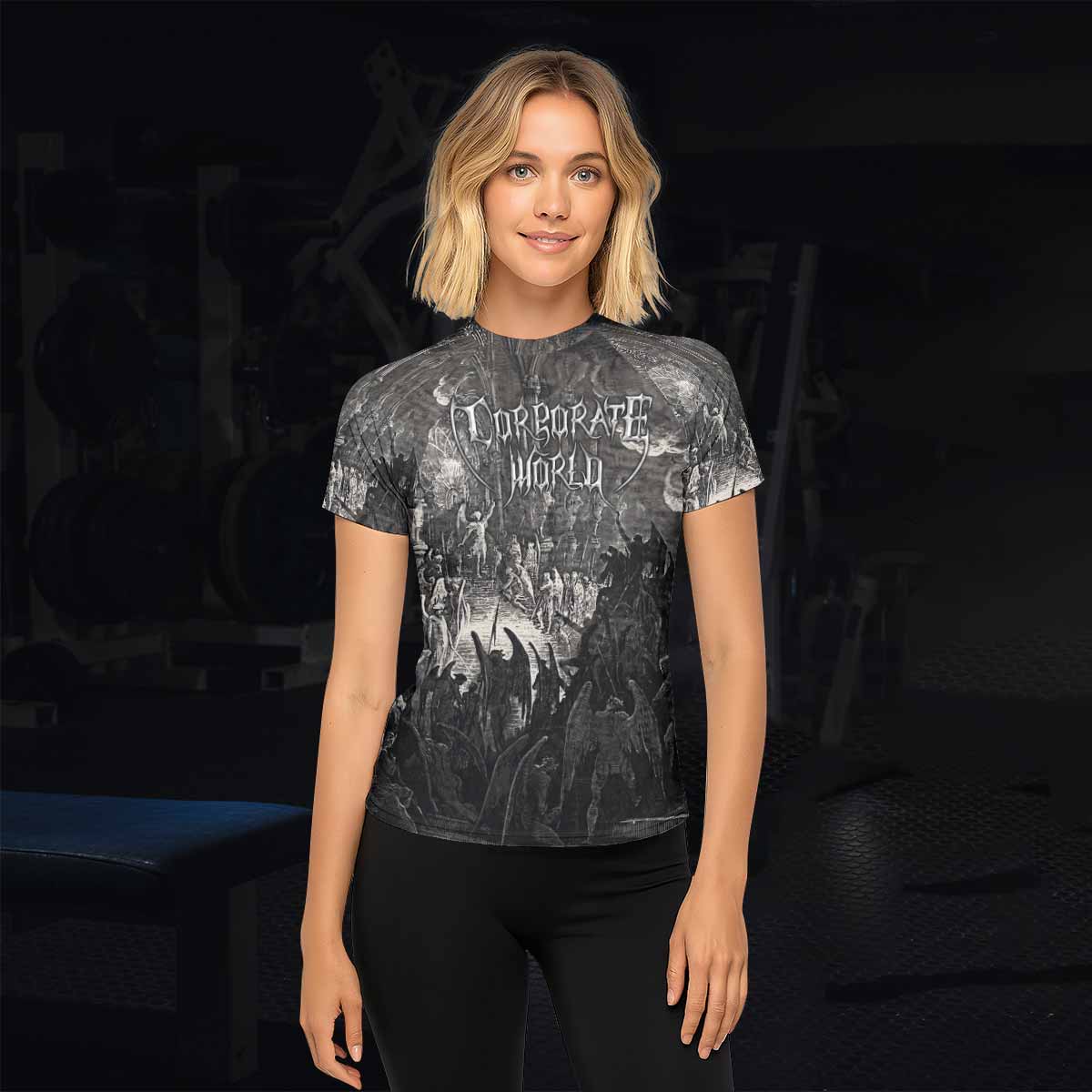 Corporate World Paradise Lost Women's Rash Guard Short Sleeve - lifestyle view