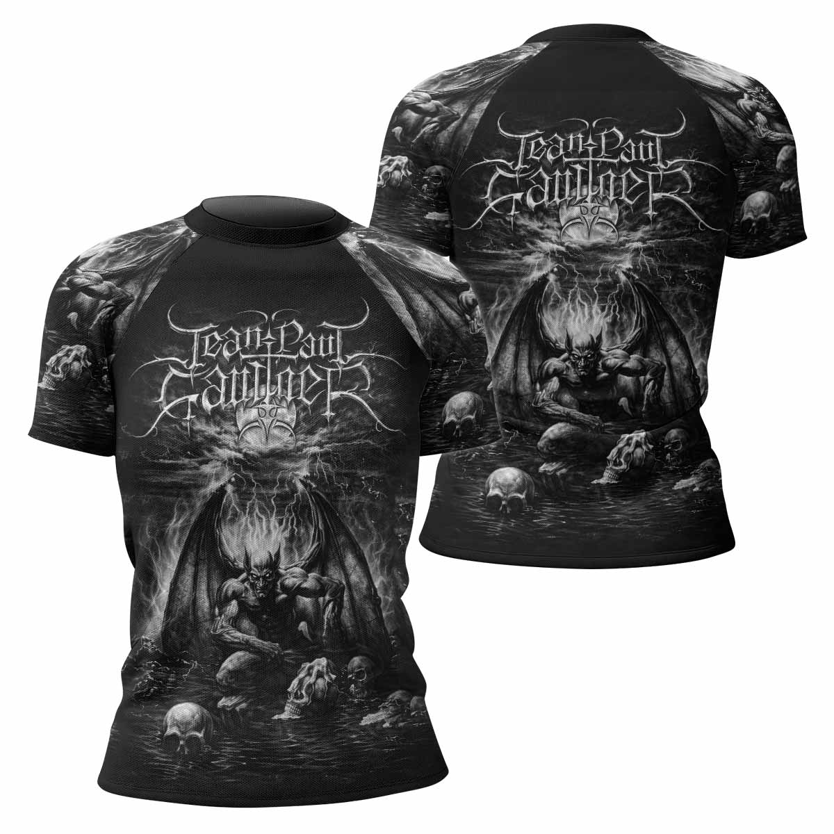 Jean Paul Gaultier Satan Women's Rash Guard Short Sleeve - front and back view