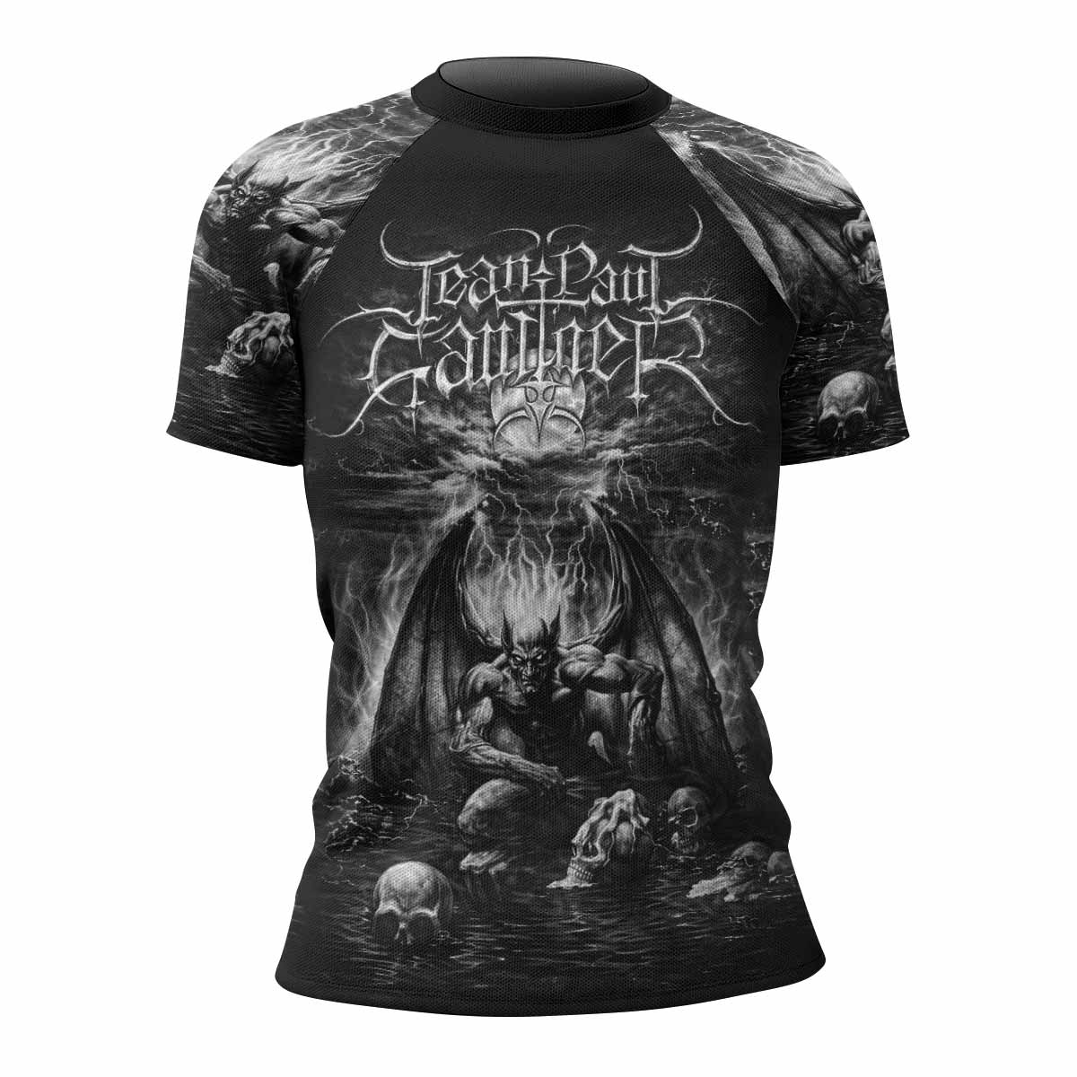 Jean Paul Gaultier Satan Women's Rash Guard Short Sleeve - front view mockup
