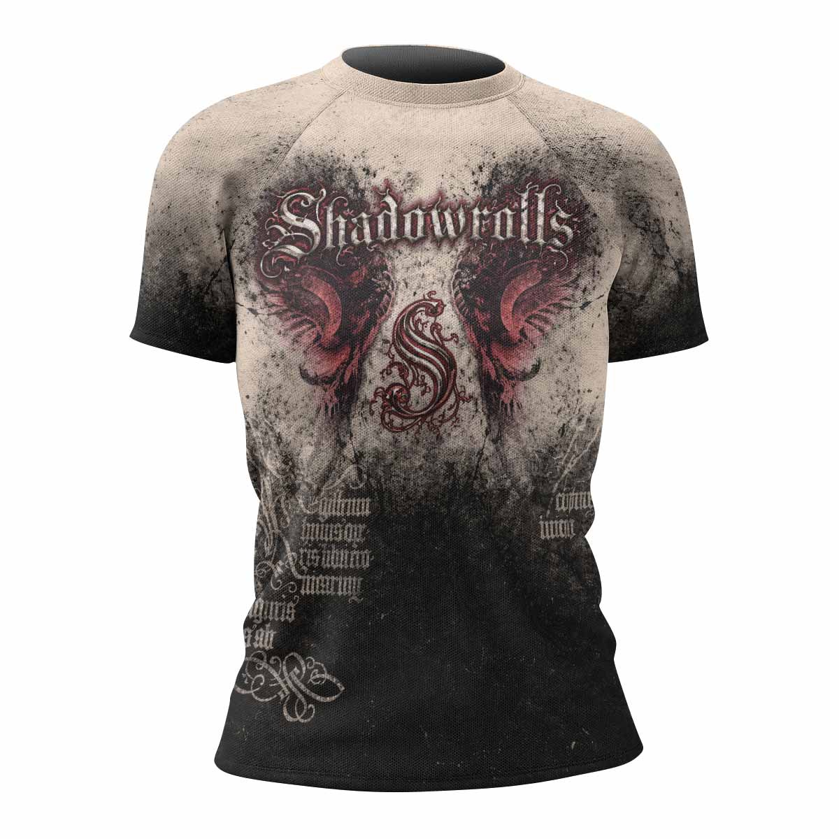 Grunge Smoke Gothic Women's Rash Guard Short Sleeve - front view mockup